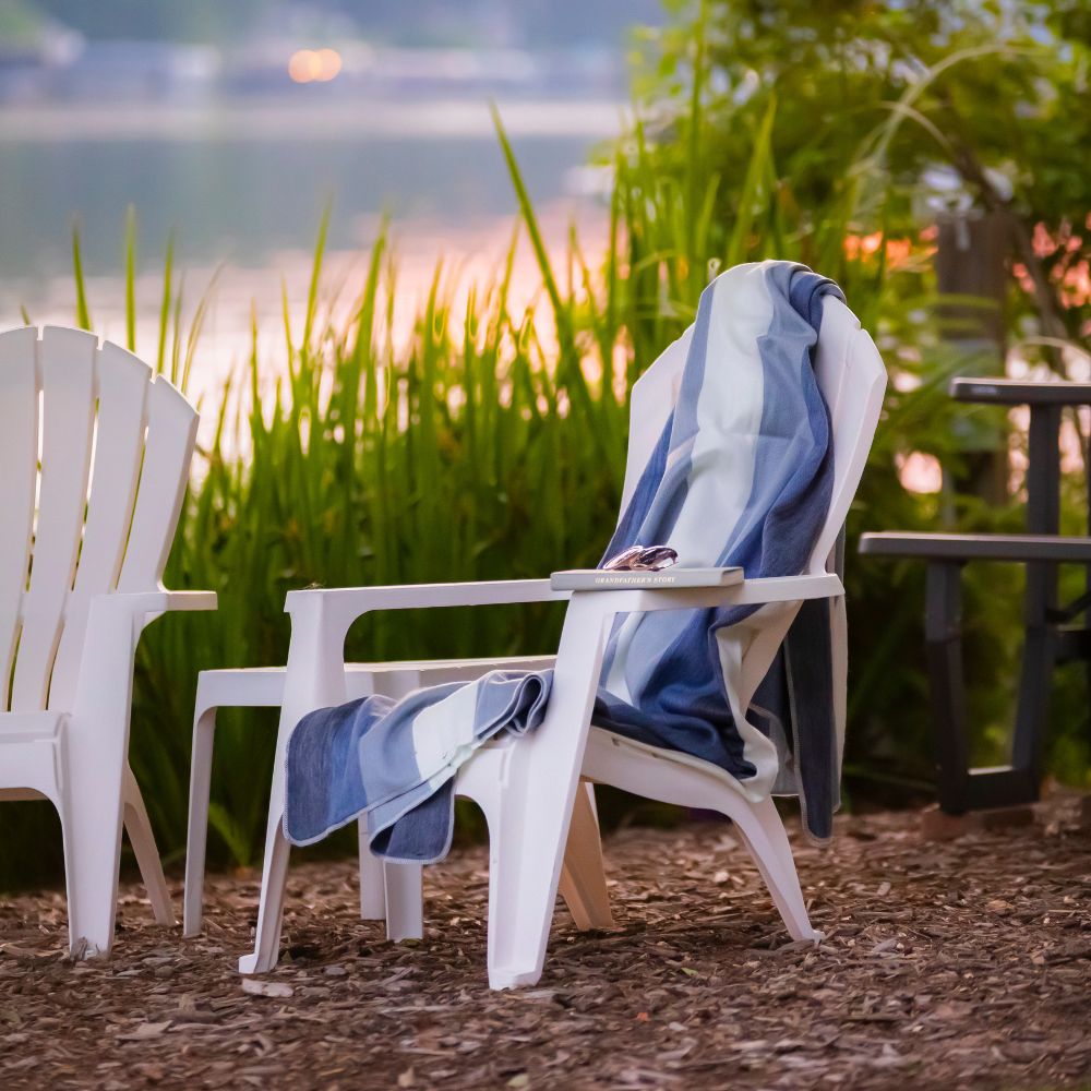 Blue handwoven throw outdoor