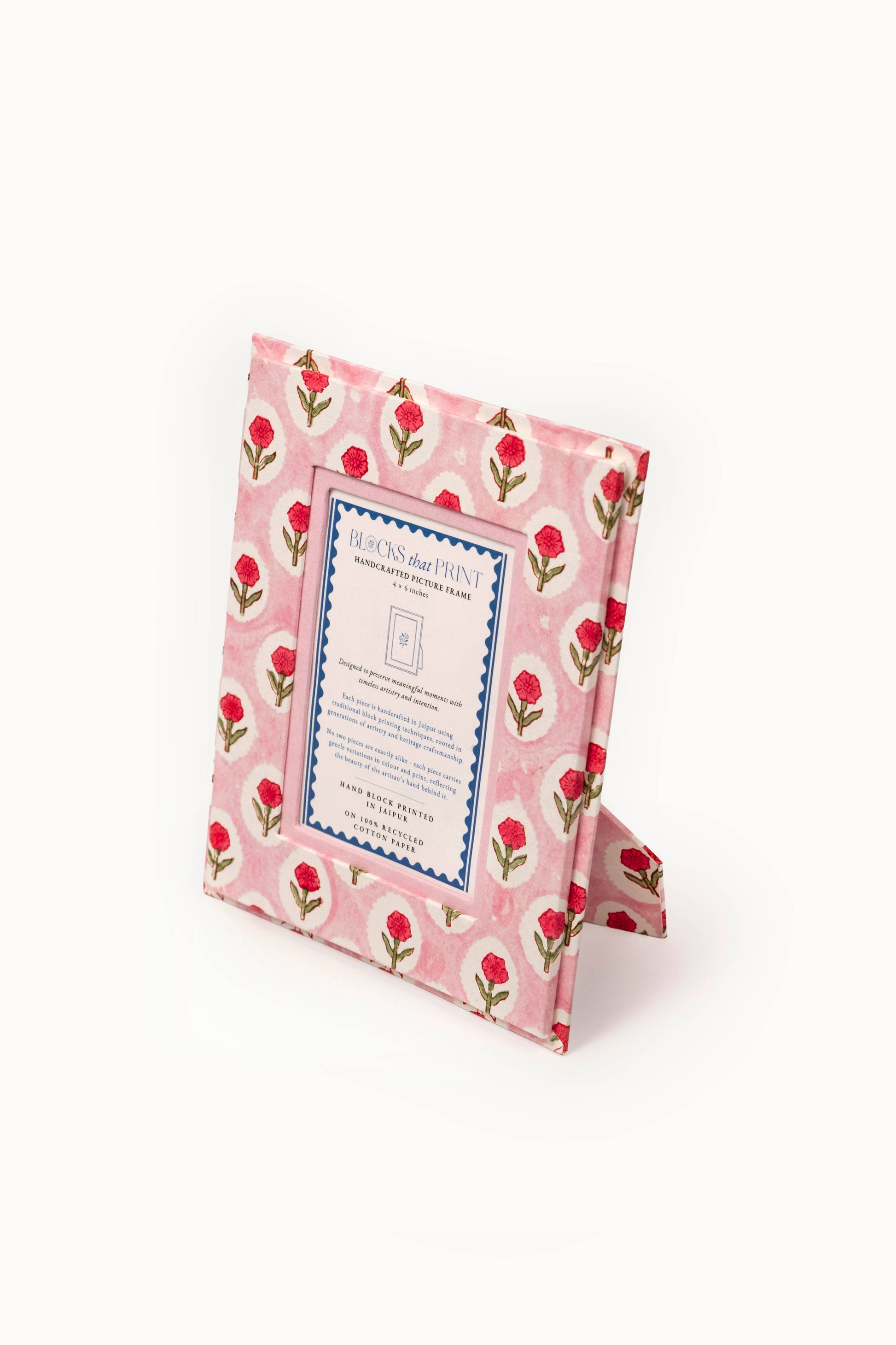 Medium Block Print Photo Frame (4 by 6)  - Tea Rose
