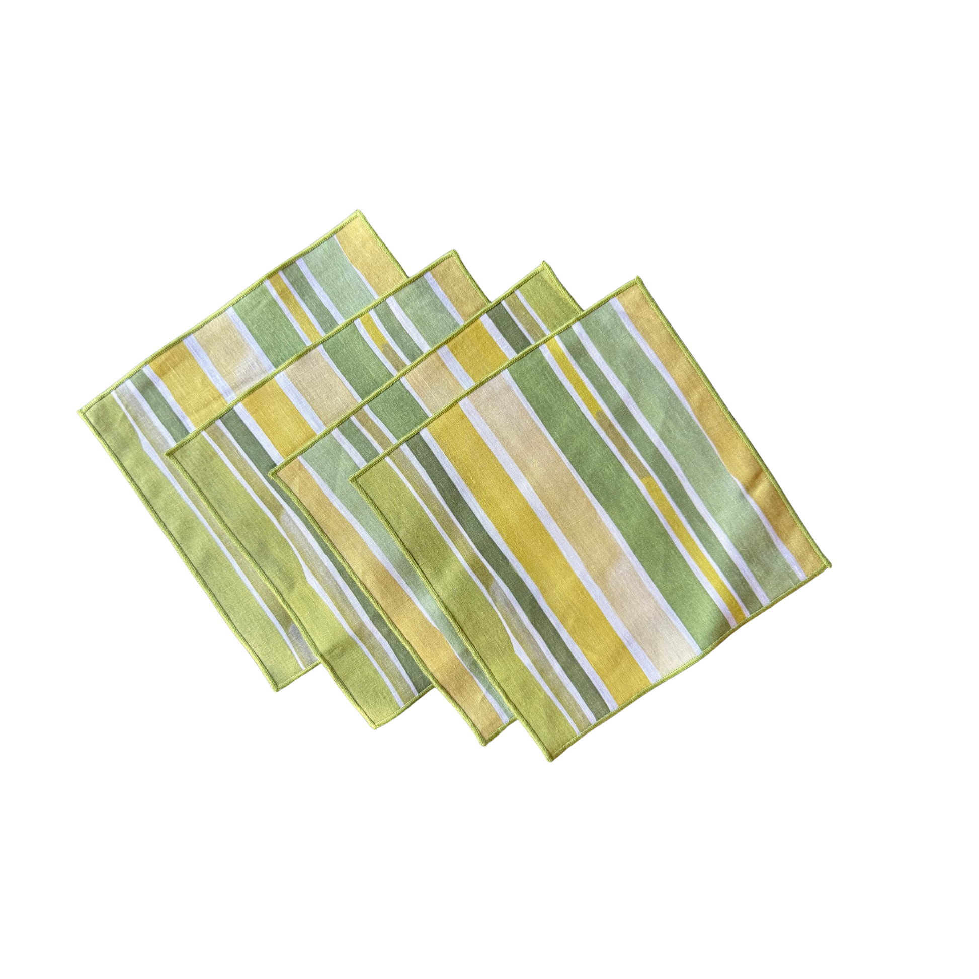 Lagos Stripe linen cocktail napkins styled at cocktail hour setting - Goldie Home