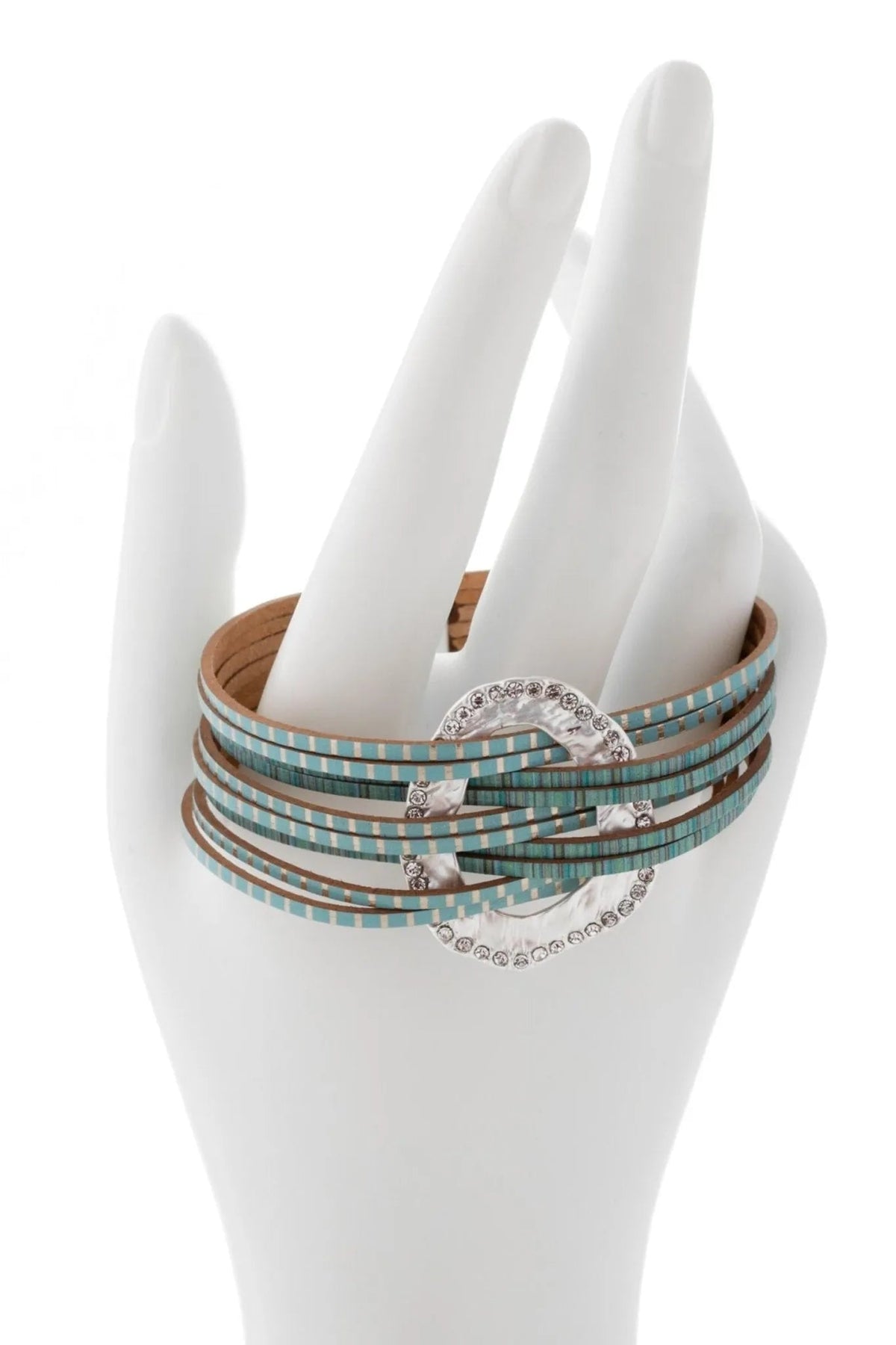 Vegan Leather Disk Bracelet - Turquoise