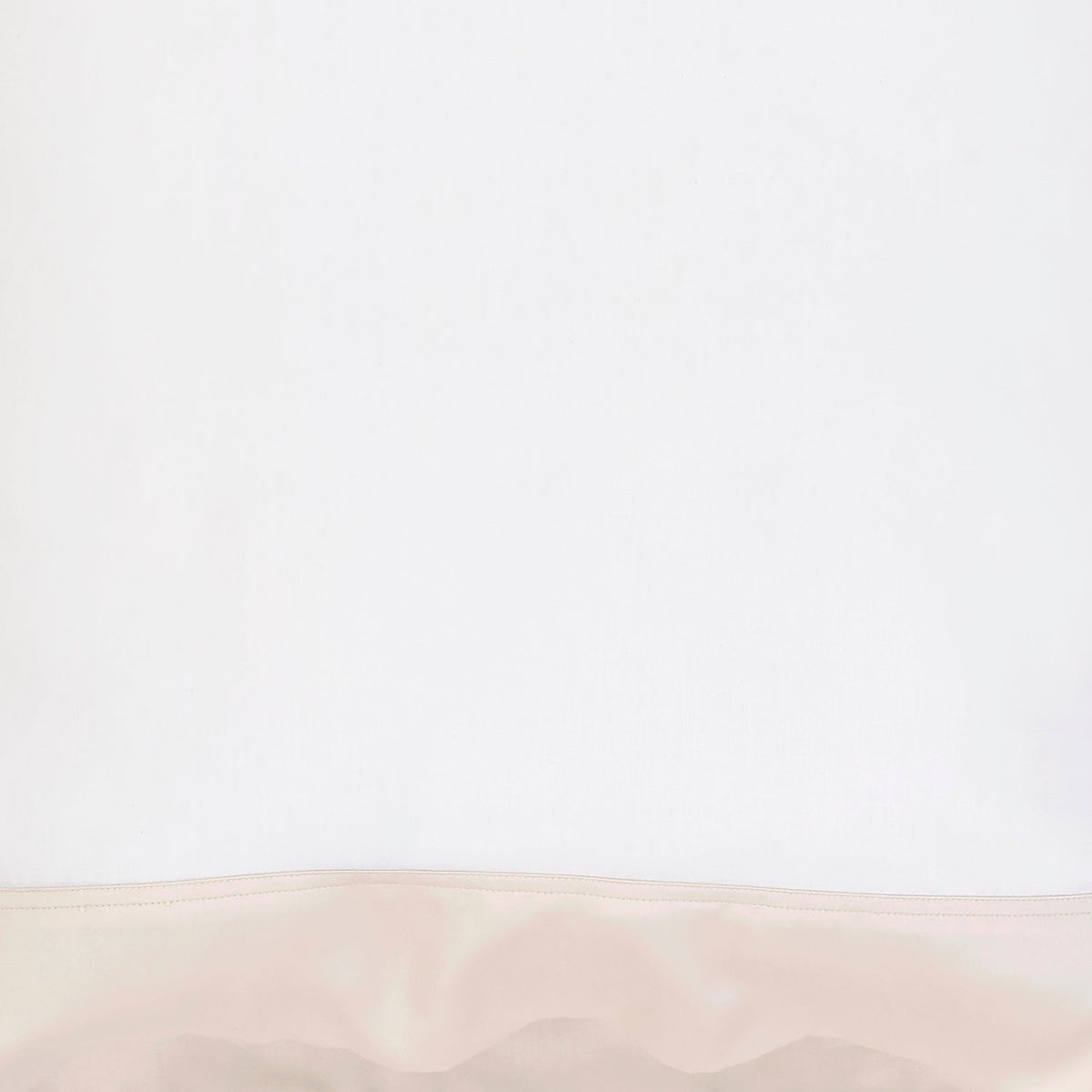 AKP-512-2040_3|Close-up of white 100% Lyocell sheet with beige sateen border, soft, breathable, luxurious bedding fabric. (117)