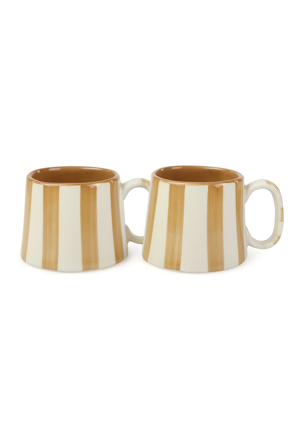 Ceramic Brown Stripe  Coffee cup - 3.5 x 2.5 Inches ( Set of 2 )