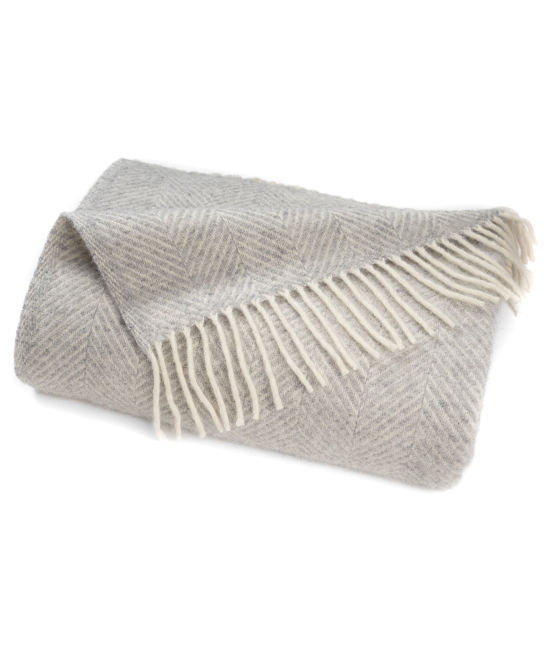 Highland Tweeds Herringbone Pure New Wool Throw ~ Silver ~-Throws and Blankets-[bar code]-Prince of Scots