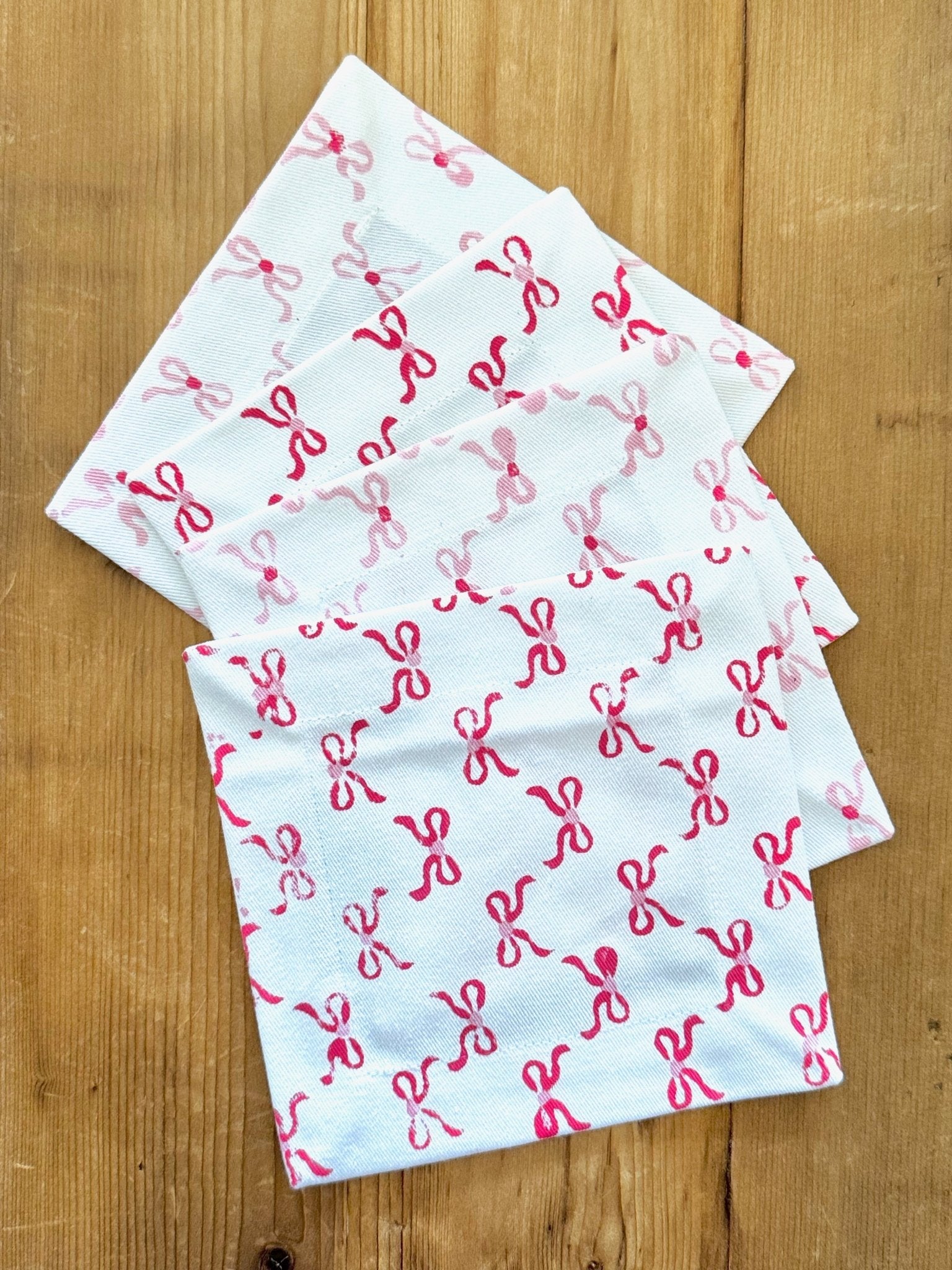 Cocktail Napkins (set of 4) - Bows - Pink & Rose - The Mended Company