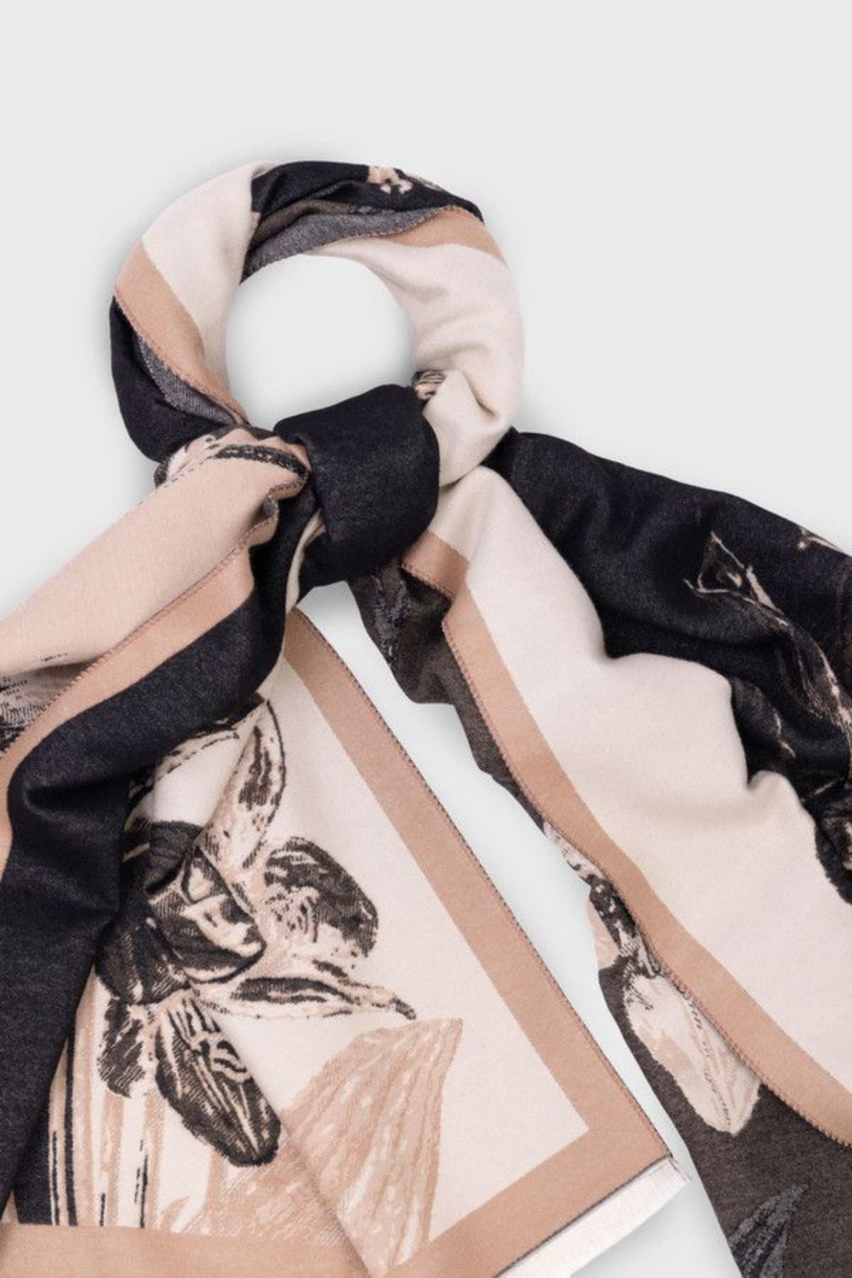 Reverie Botanical Reversible Scarf - BEIGE