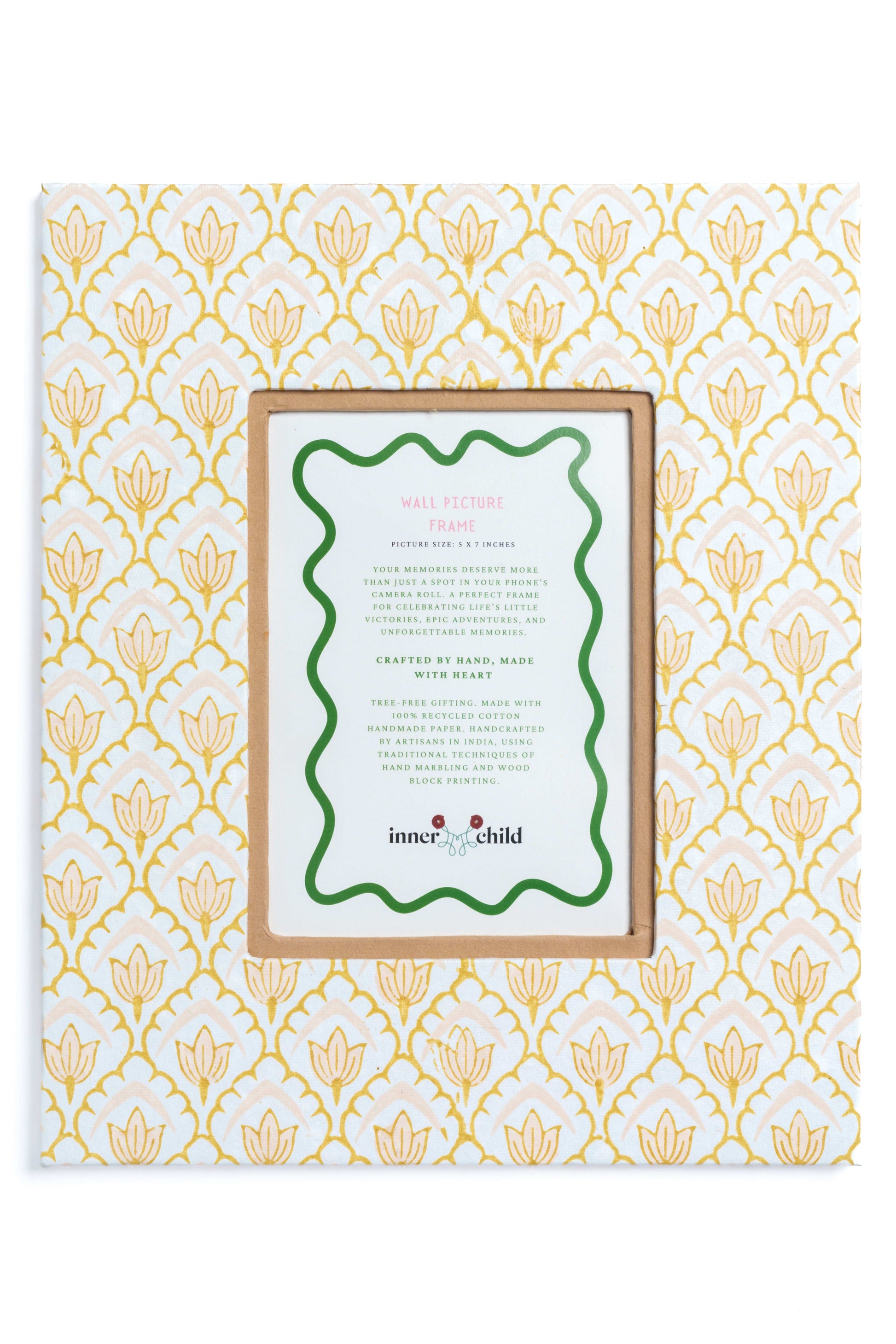 Large wall picture frame in desert sand tulip design front view, 5x7 inches, Inner Child