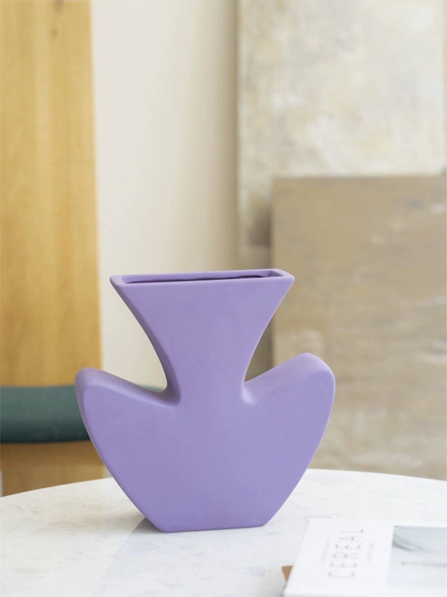 Handmade Memphis Funky Lavender Ceramic Vase, Decorative Flower Vessel - Vases - Funky Memphis Lavender Vas - INSPECIAL HOME
