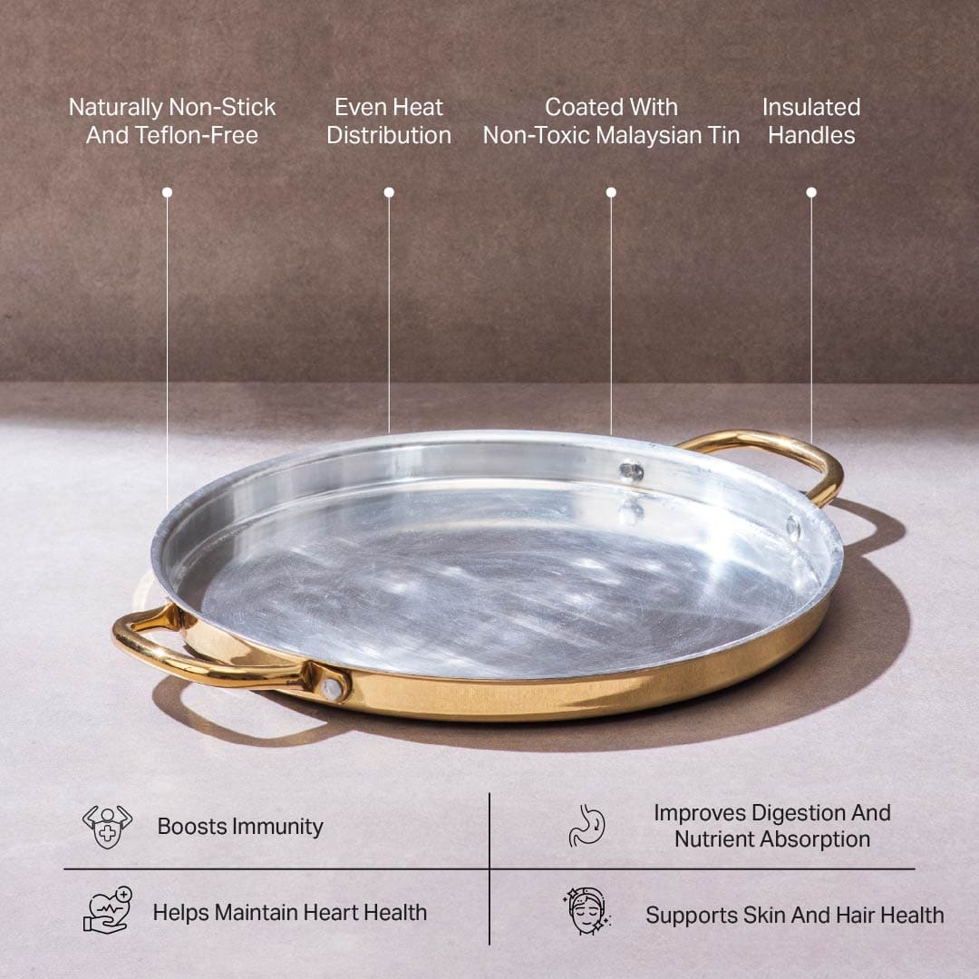 Brass Dosa Tawa with Insulated handles- All Purpose Pan P-TAL