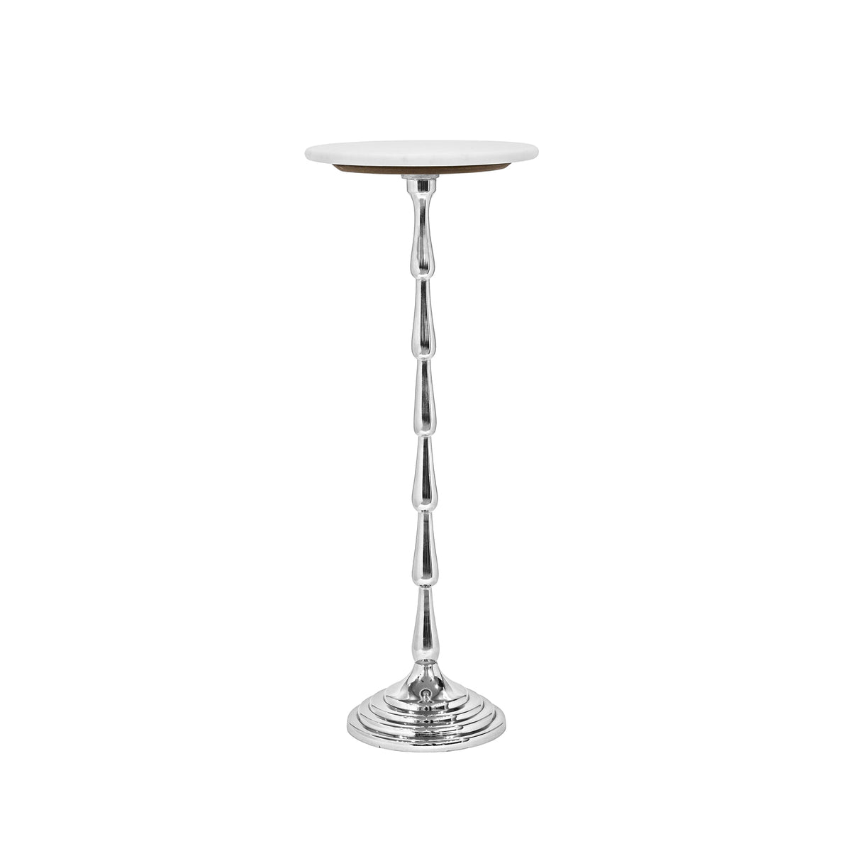 Drink Table with White Marble Top | Aluminum Base