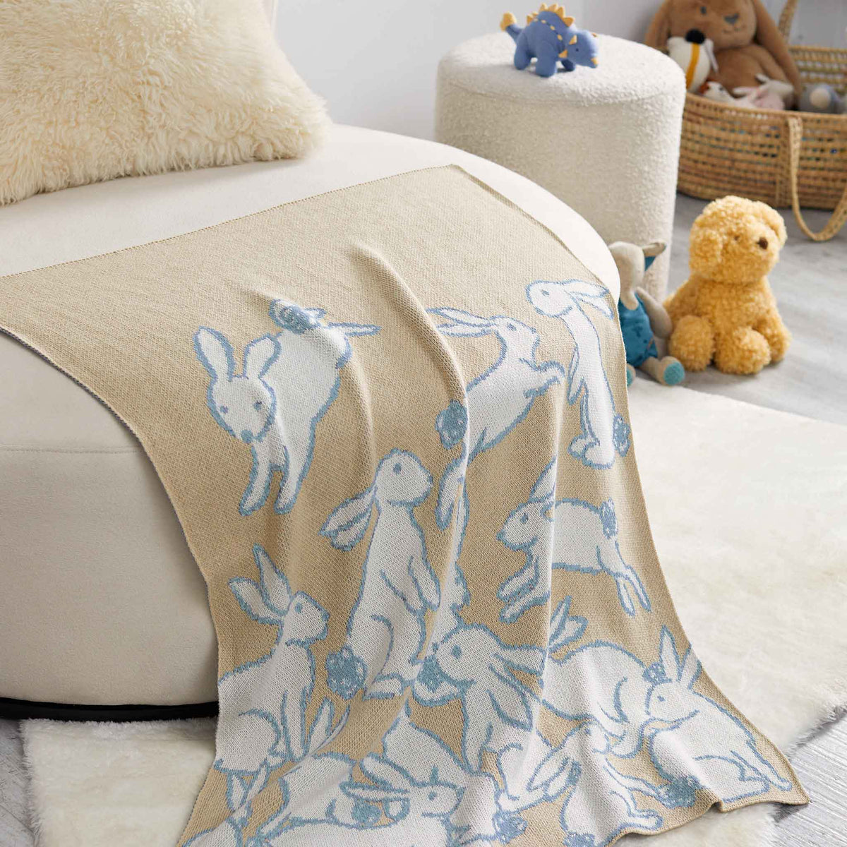 In2Green Eco Baby Throws Baby Bunnies - Cotton Knit Blanket