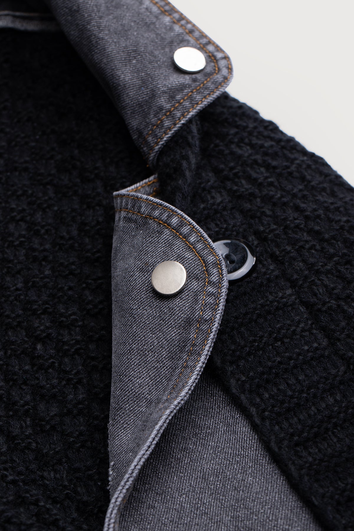 Denim Knit Cardigan - Black