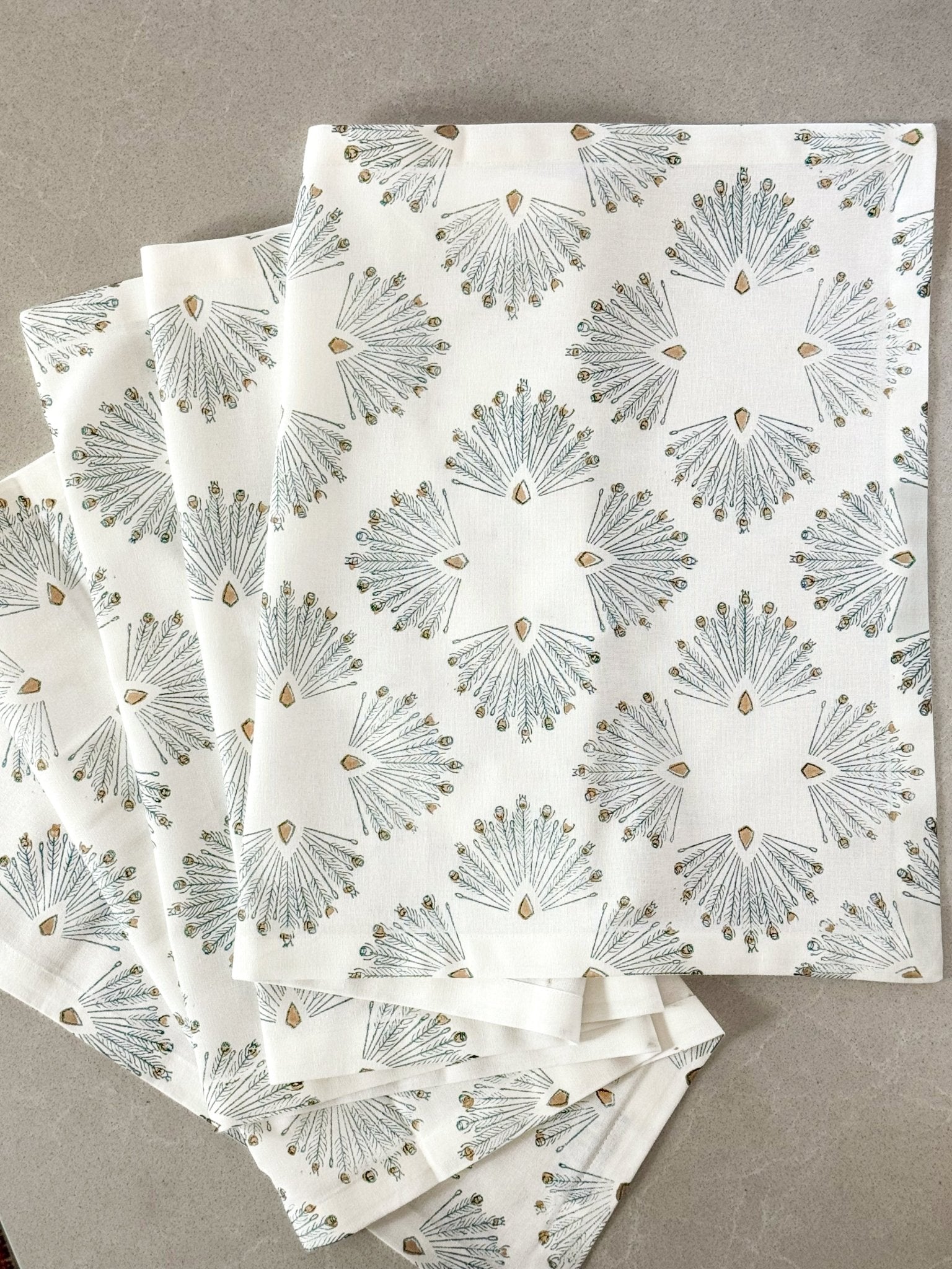 Table Runner (Ivory) - Peacock Paradise - Midnight - The Mended Company