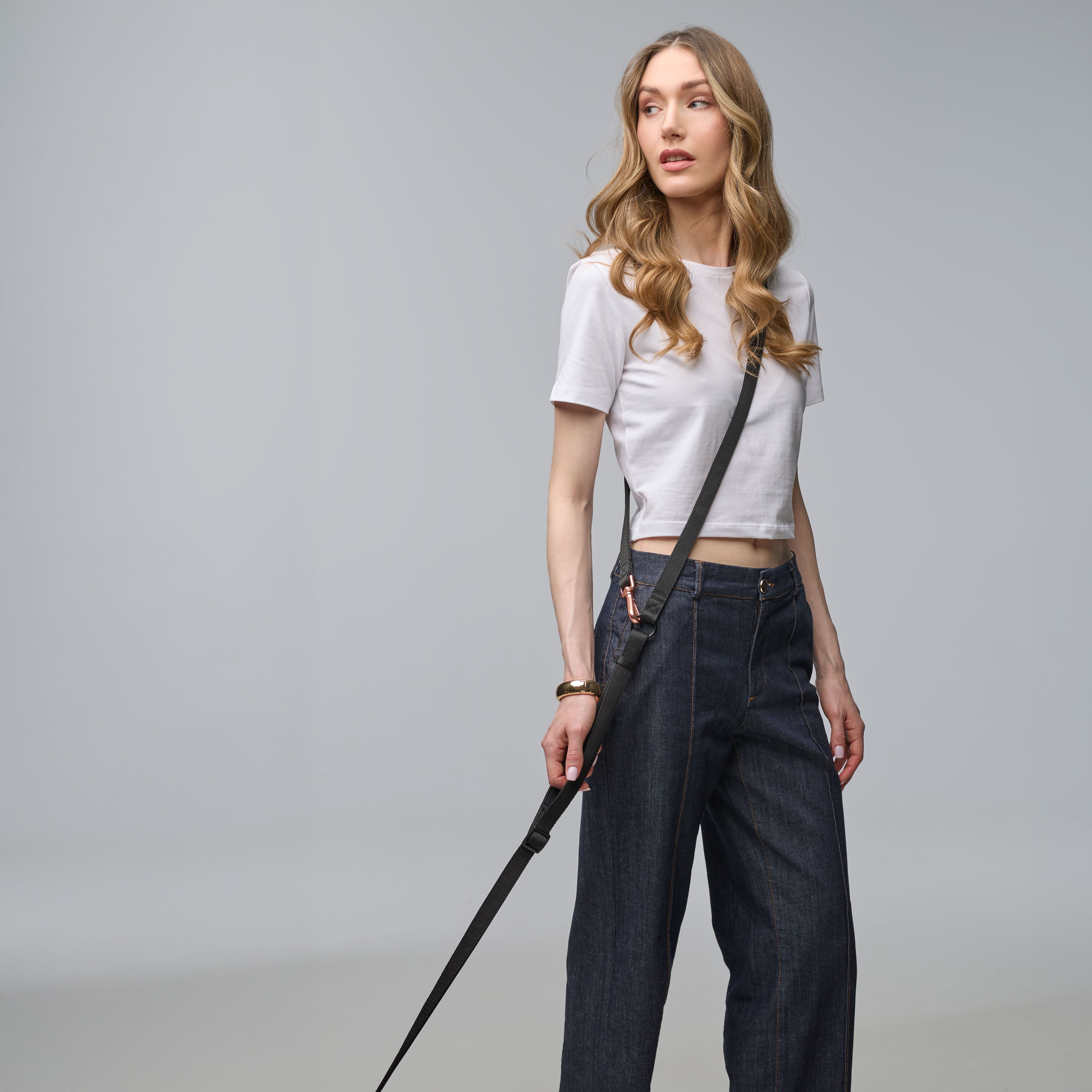 Metro Hands Free Leash - Black / Shiny Rose Gold