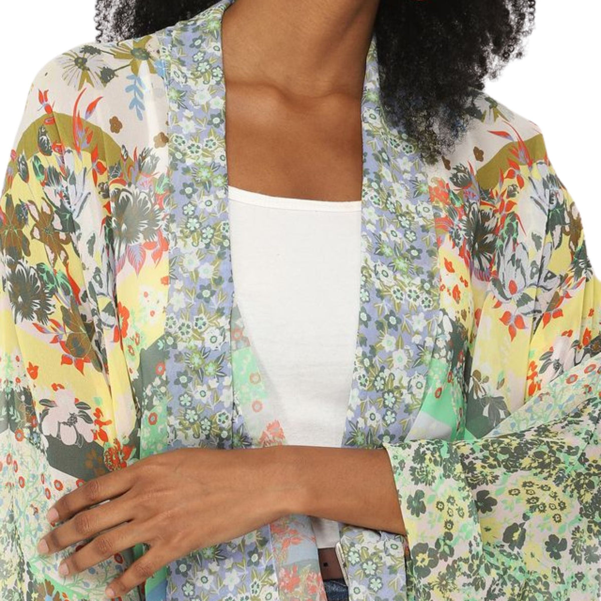 Garden Bloom Sheer Kimono - Grey
