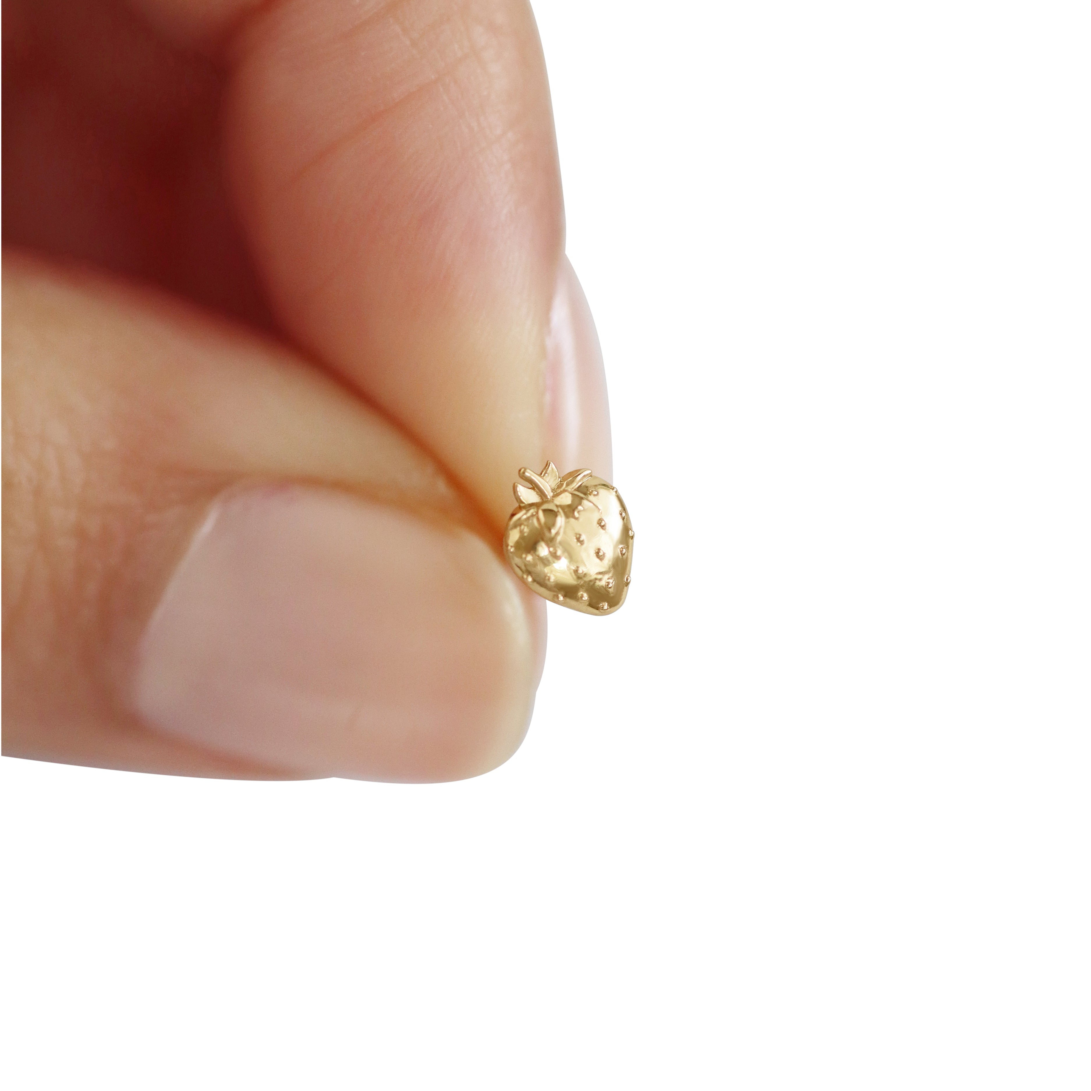 14K Yellow Gold Strawberry Stud