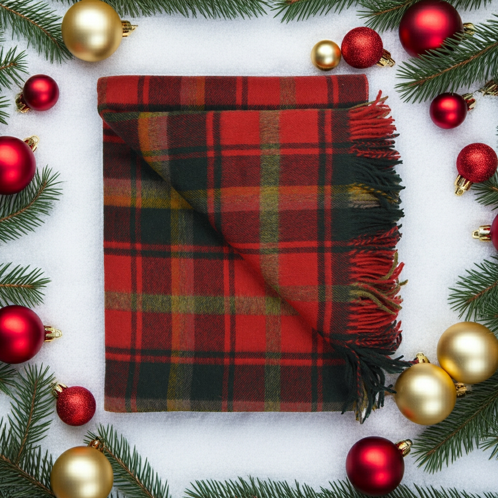Highland Tartan Tweed Merino Wool Throw ~ Dark Maple ~-Throws and Blankets-[bar code]-Prince of Scots