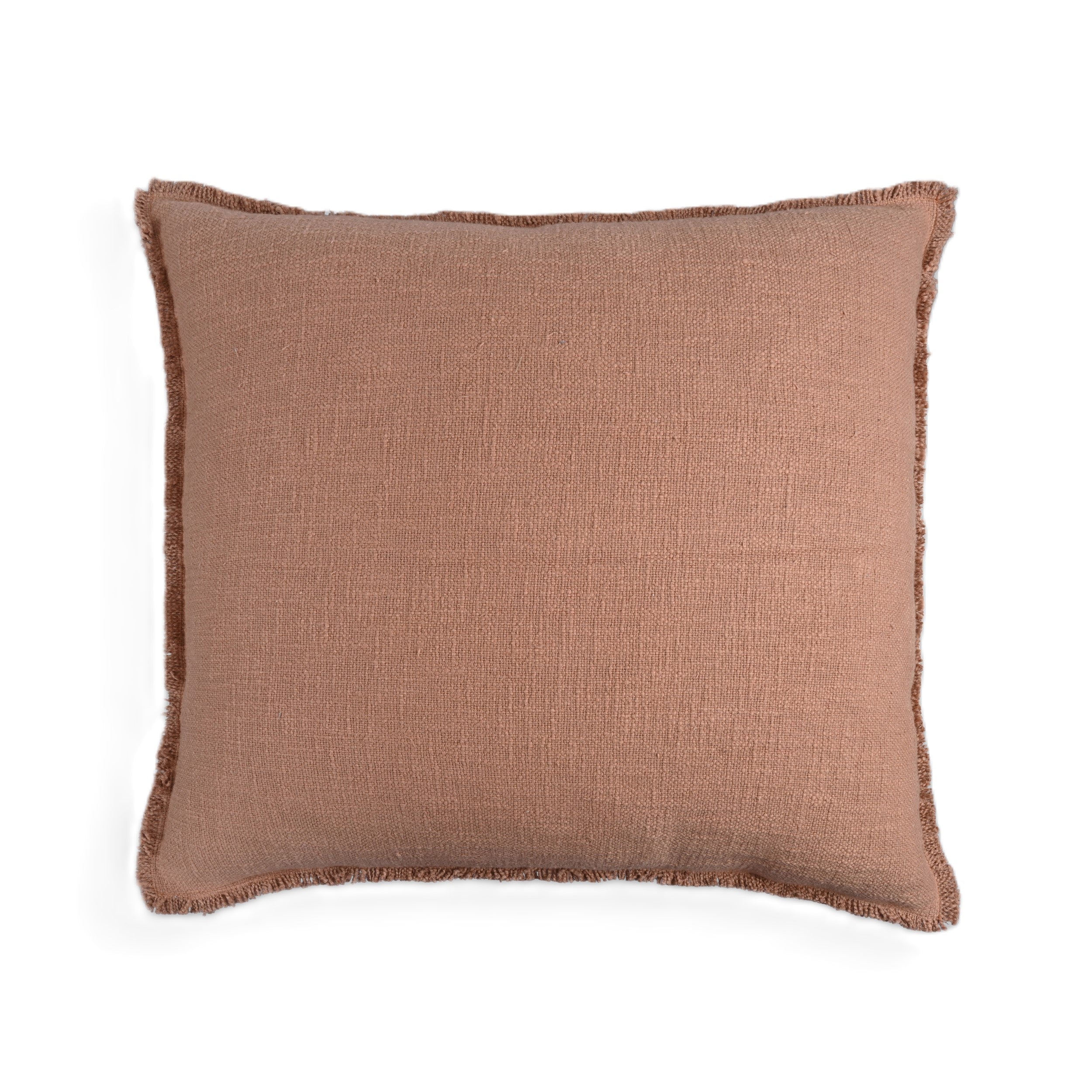Organic Chic washed textured cotton solid pillow cover with frayed edges
