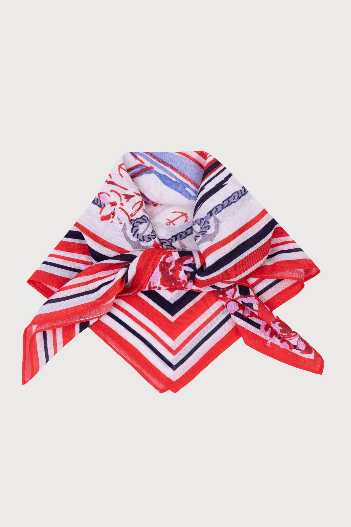 Nautical Bloom Bandana - Red Multi