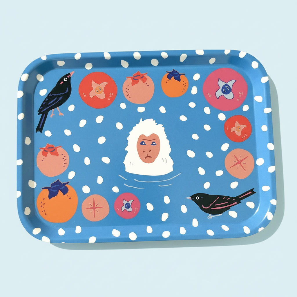 Snow Monkeys and Persimmons Birch Tray 