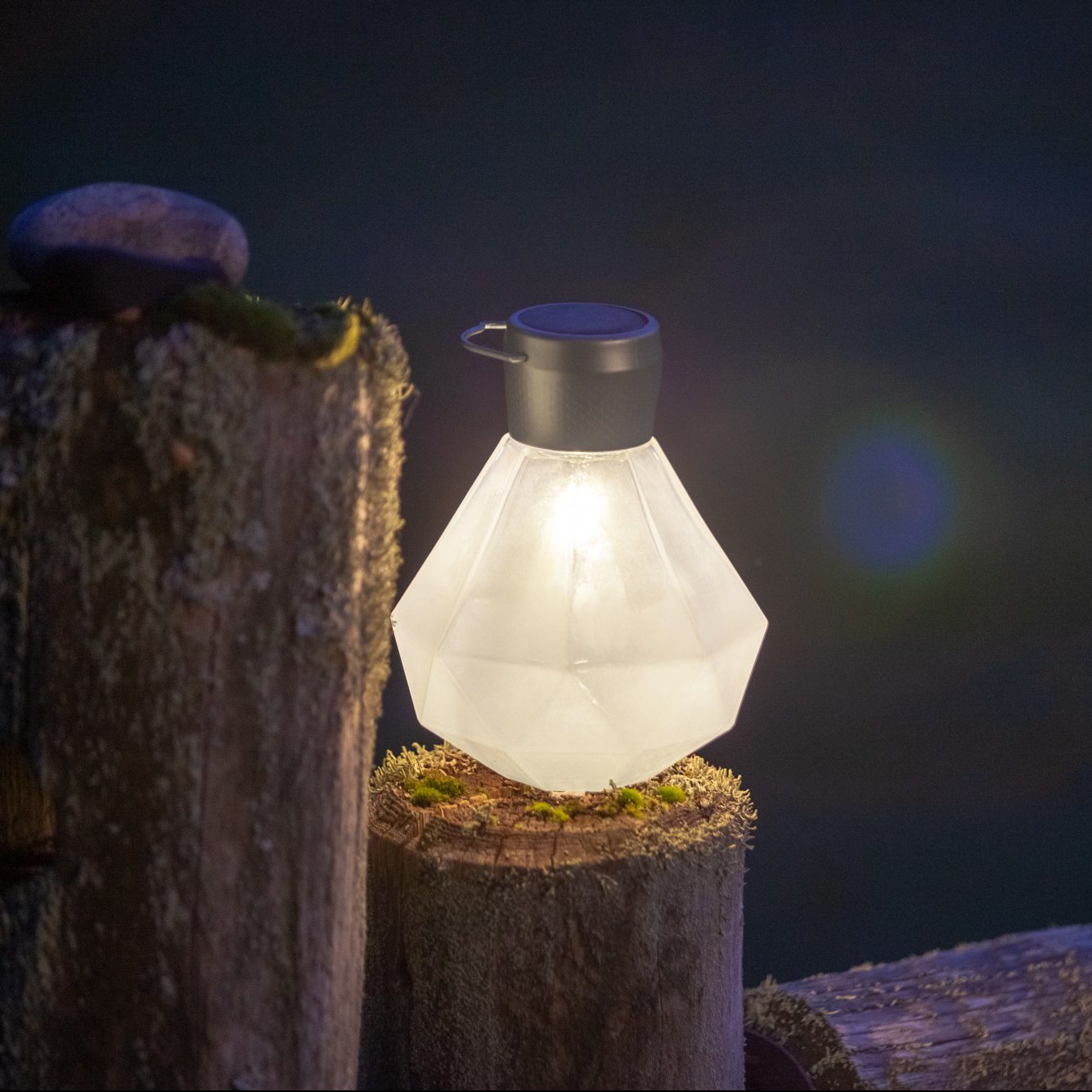 Gem Light Solar Lantern on fence post
