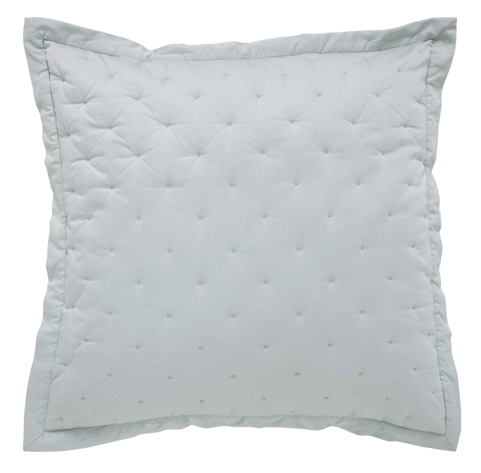 ES-351-2626_1|Refreshing light blue quilted pillow with simple grid stitching, offering a soft, airy, and calming bedding accent.