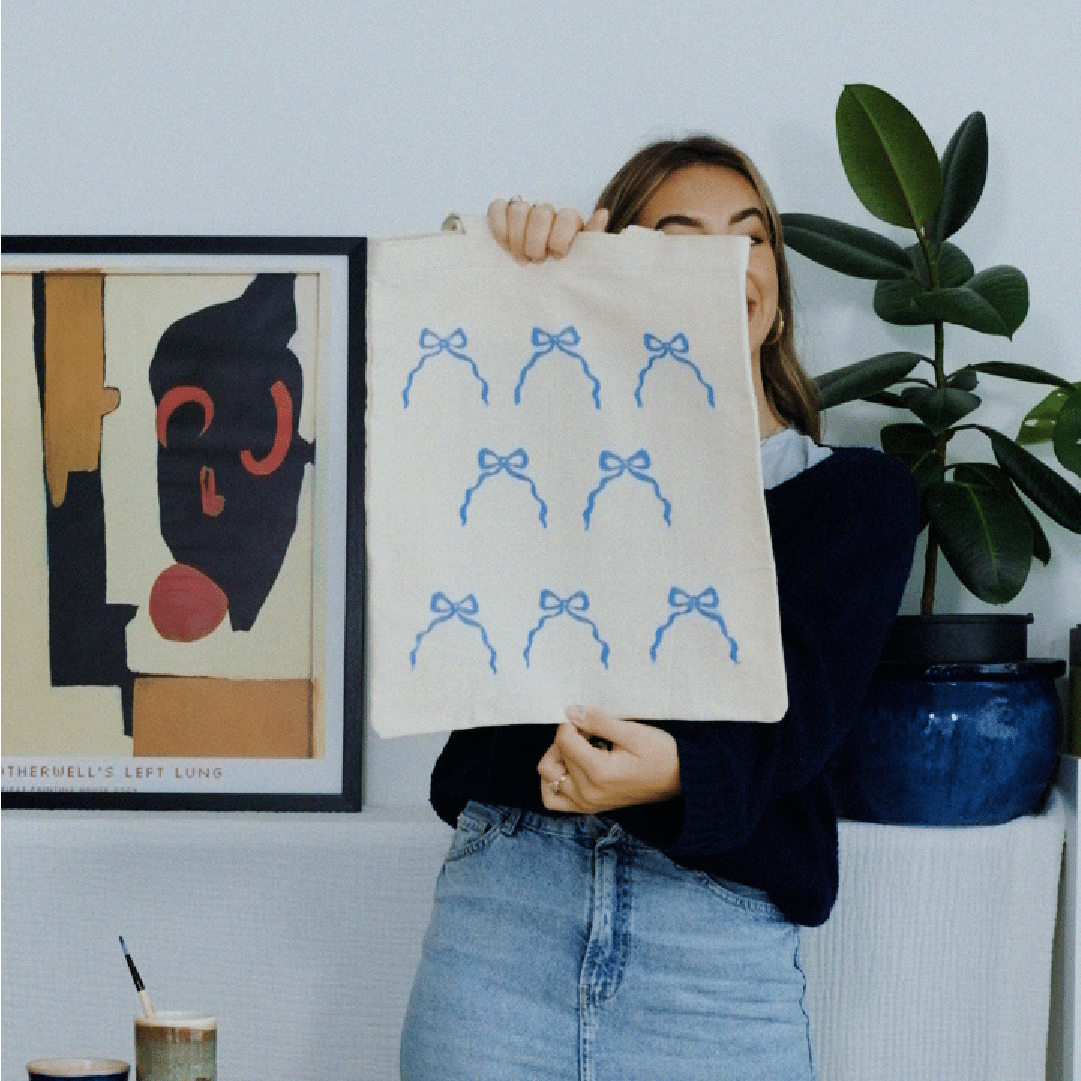 Block Printing Kit - Cherry Bow Print Tote Bag - JOYN