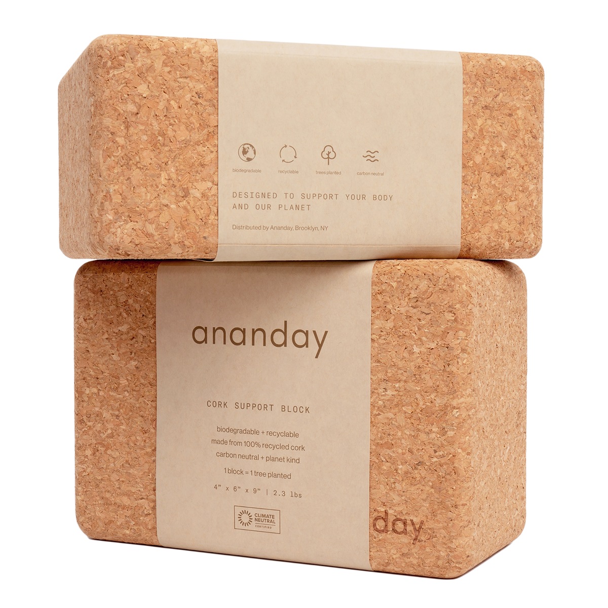Cork Yoga Mat + Block Set - Ananday