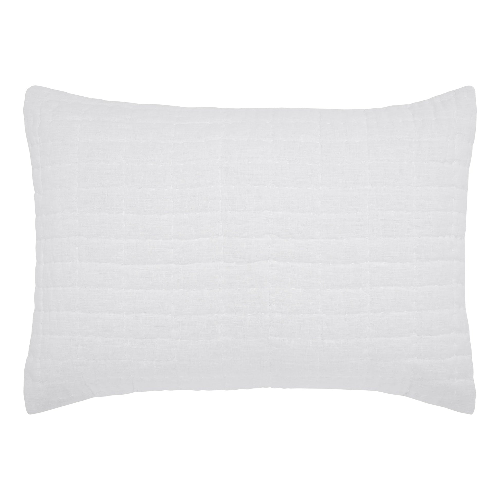 SS-372-2026_1|White square quilted pillow sham with crinkled texture, perfect for a fresh, clean, and modern bedroom look. (114 chars)