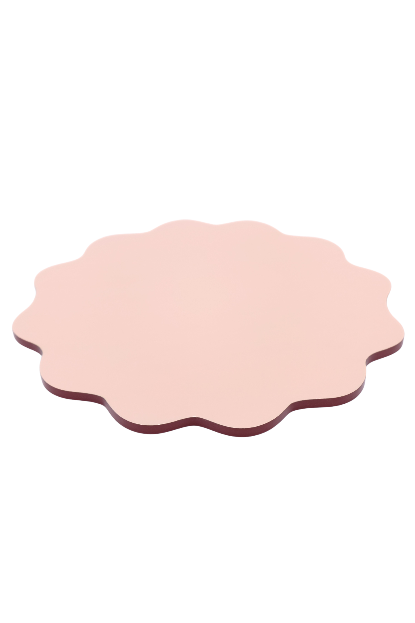 Blush pink scalloped lacquerware placemat