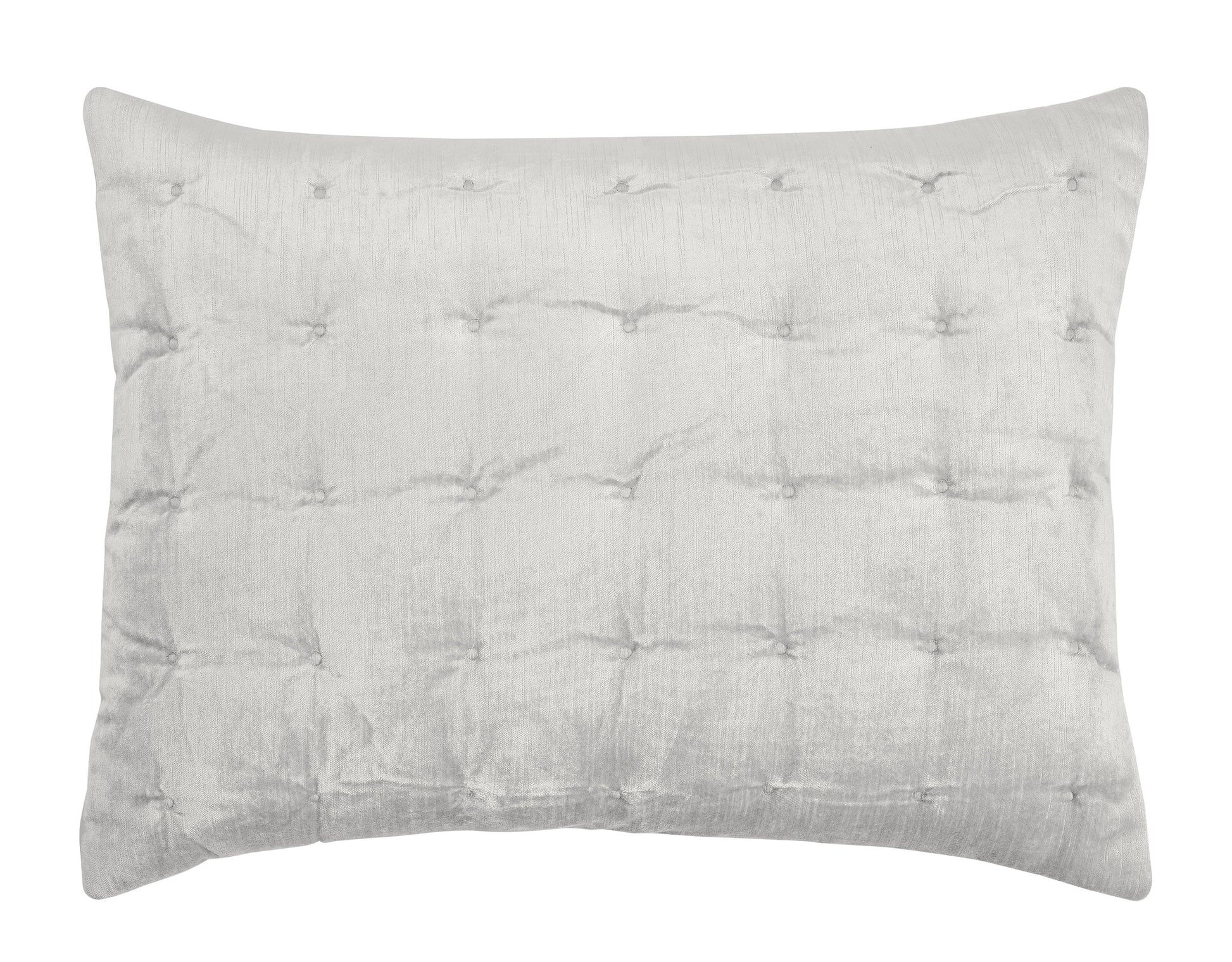SS-306-2026_1|Elegant light gray quilted sham with classic tufted buttons, providing a sophisticated texture and comfortable addition to any quilt set.