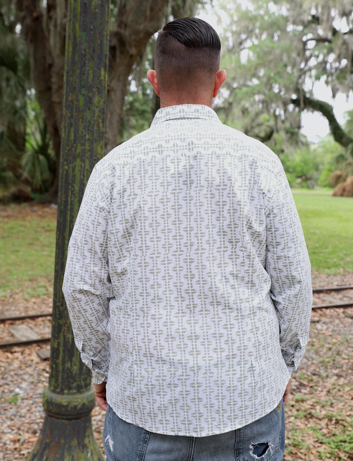 Olive Organic Cotton Men's Button Down Shirt - Passion Lilie