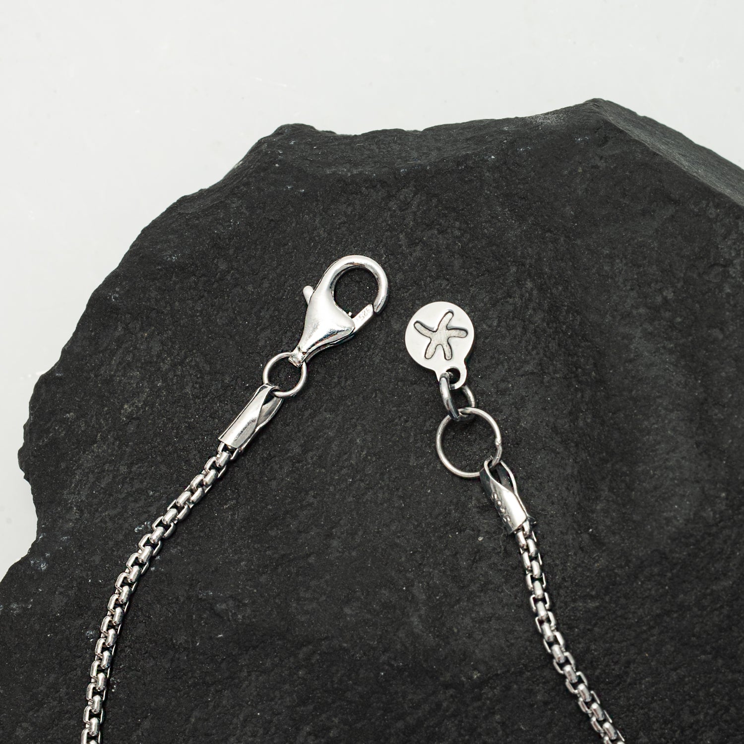 Starfish logo, starfish symbol, silver necklace chain, men's silver necklaces, sustainable fair trade business