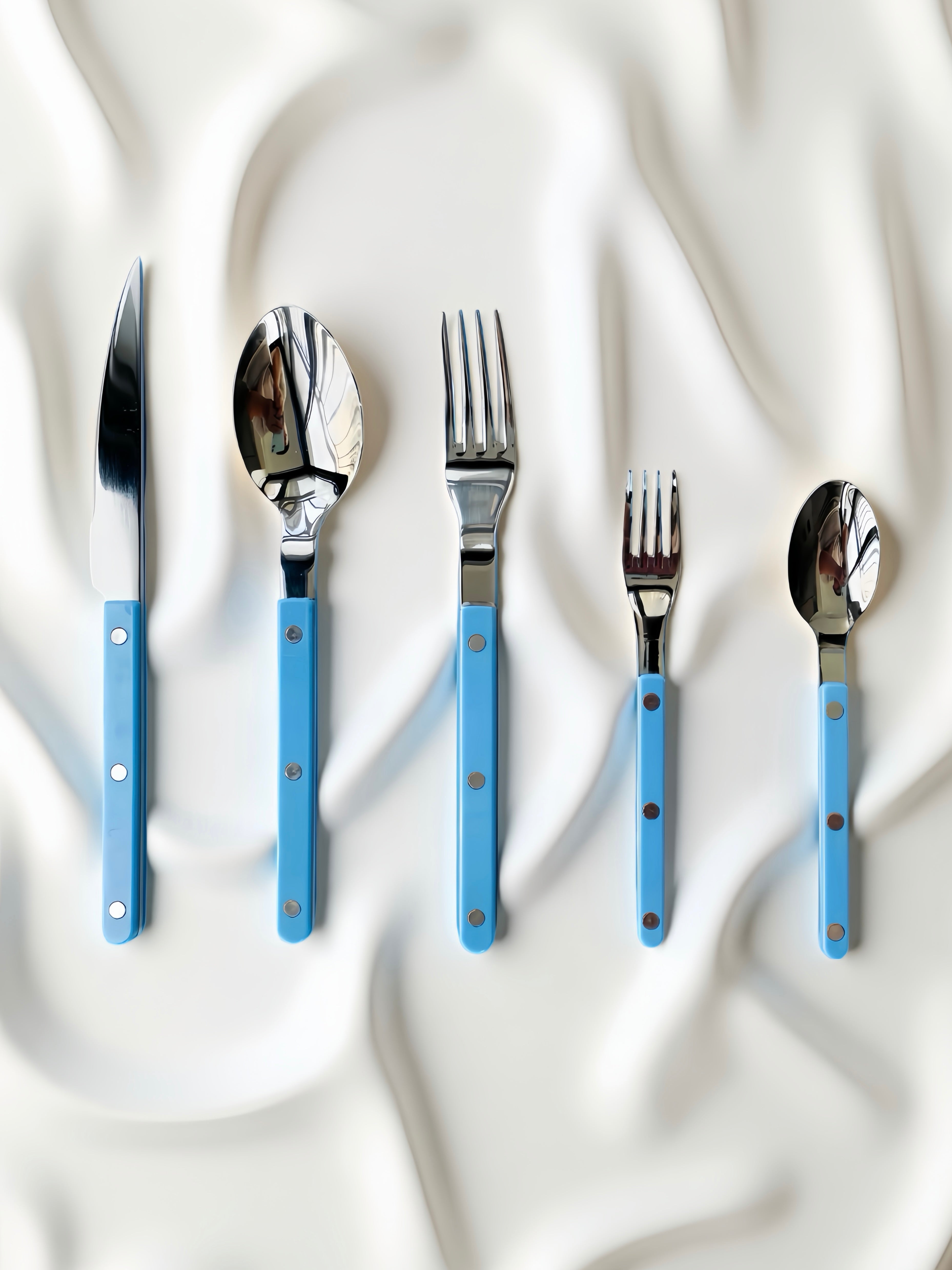 S/10 Dopamine Stainless Steel Rivet Flatware, Contemporary Bistrot Style Cutlery