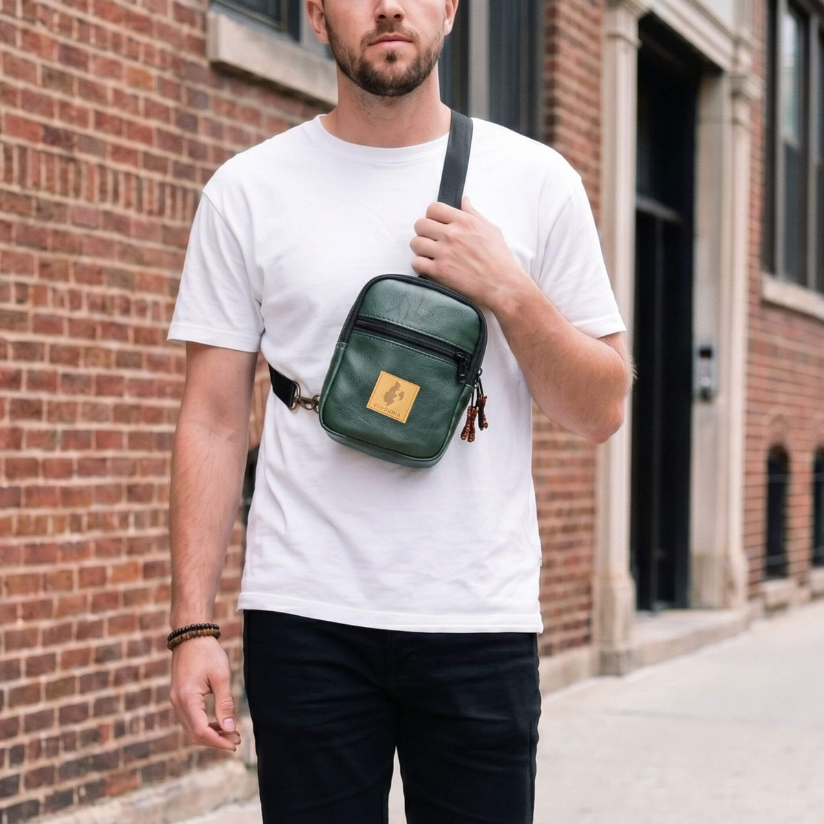 Rozi Vegan Leather Crossbody Bag 1L #color_forest-green