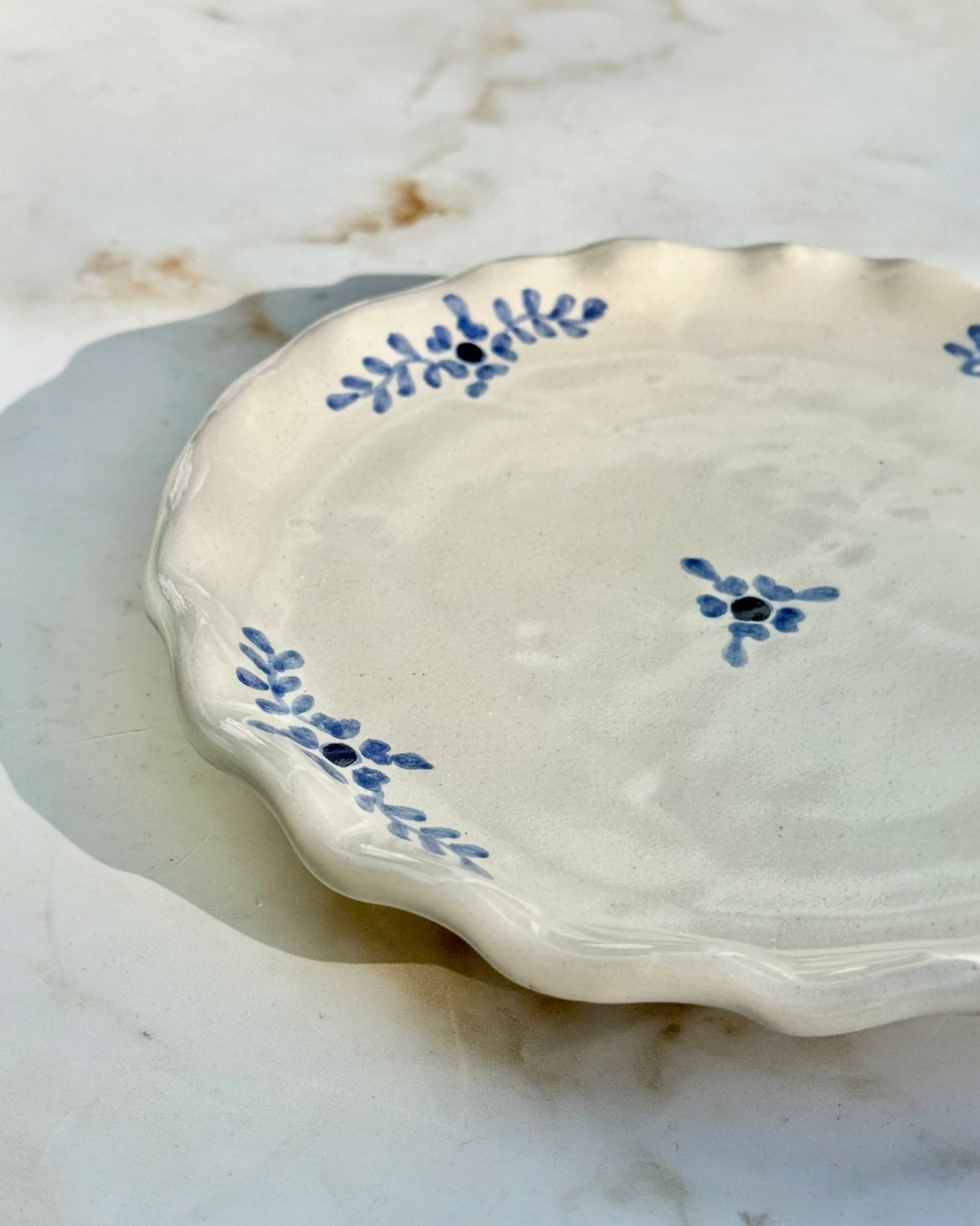 Hand-painted Margot Dessert Plate, Blue