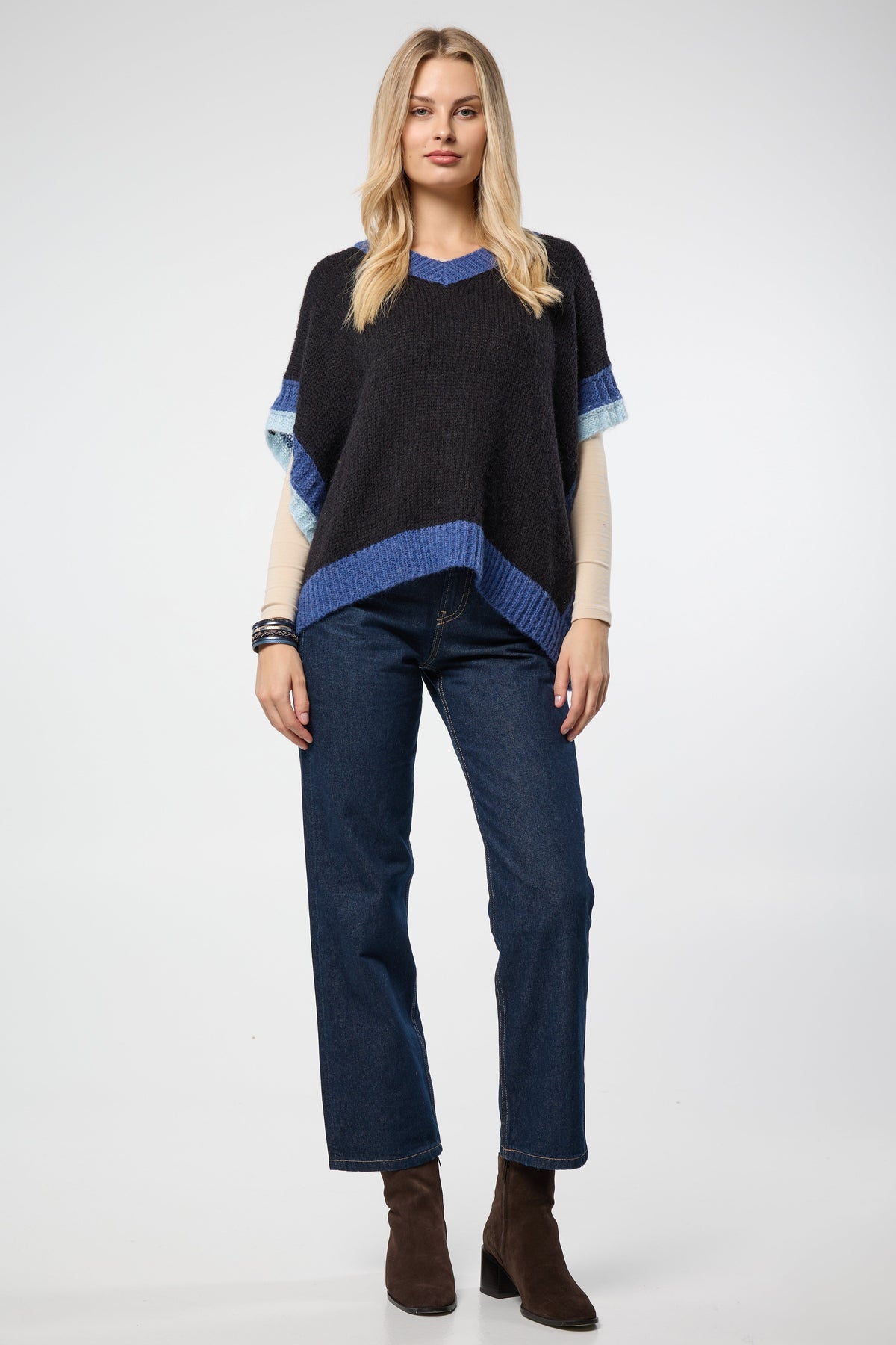 Colorblock Knit Sweater Vest - Black
