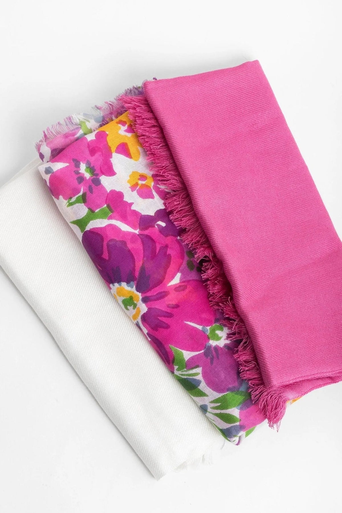   Flower Garden Scarf Set - Hot Pink