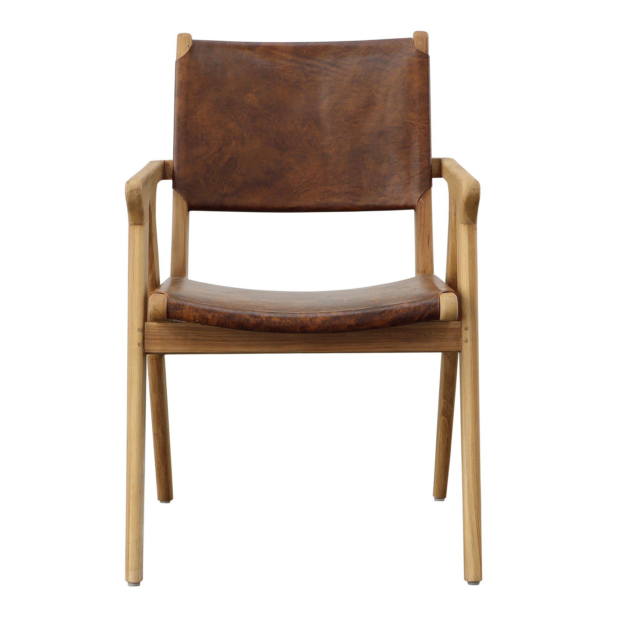 Odin Teak Wood & Genuine Leather Dining Chair