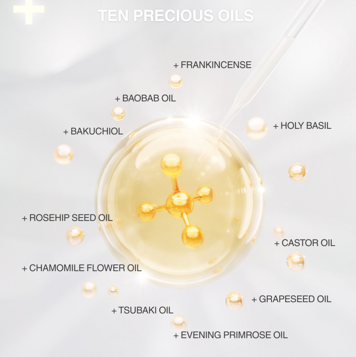 Phyto AOX Facial Oil N°10 by TOPICAL SKIN CLEAN DERMACEUTICALS, golden facial oil with Exposome Defense Technology.