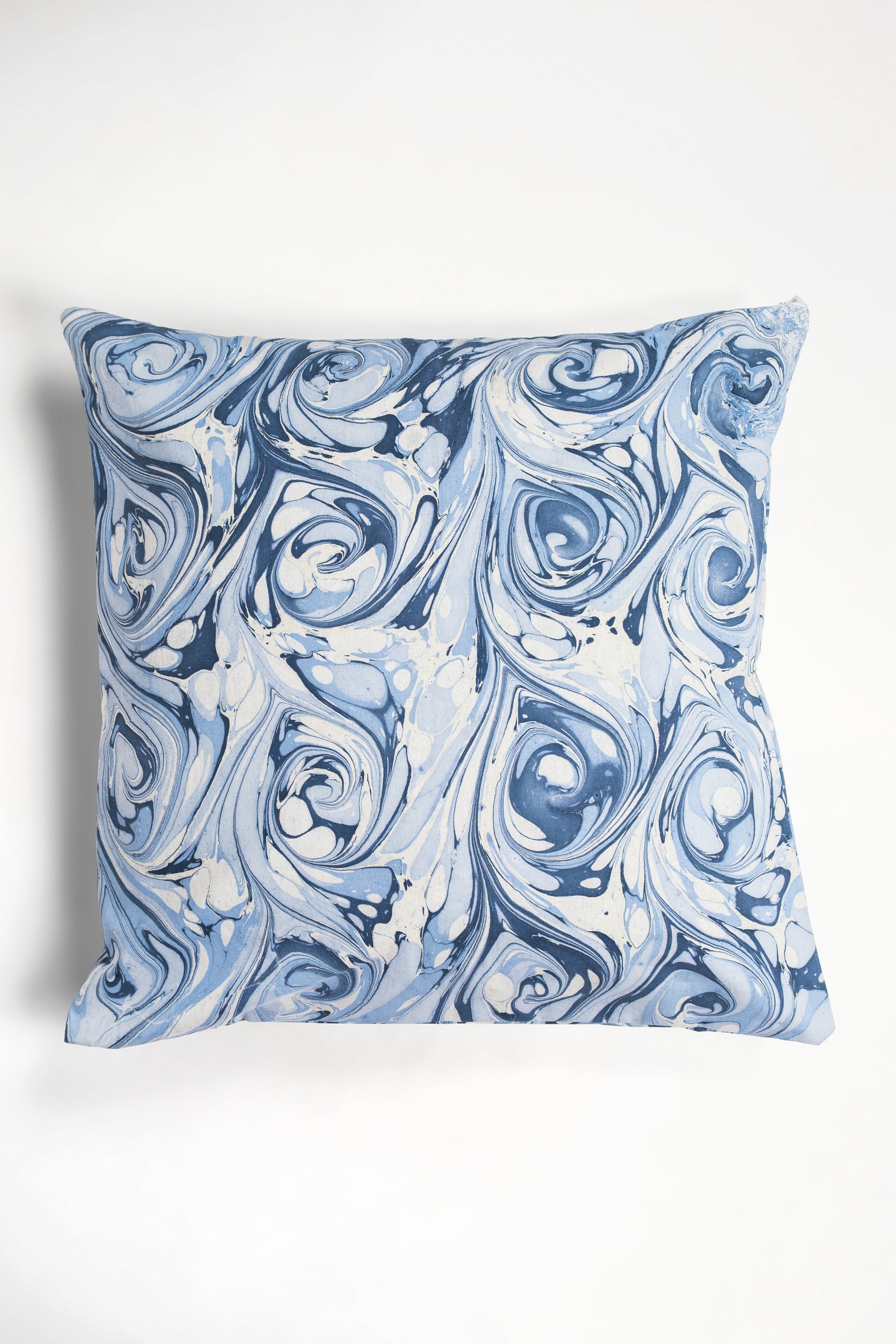 Hand-marbled ocean wave square pillow, 20x20 inches