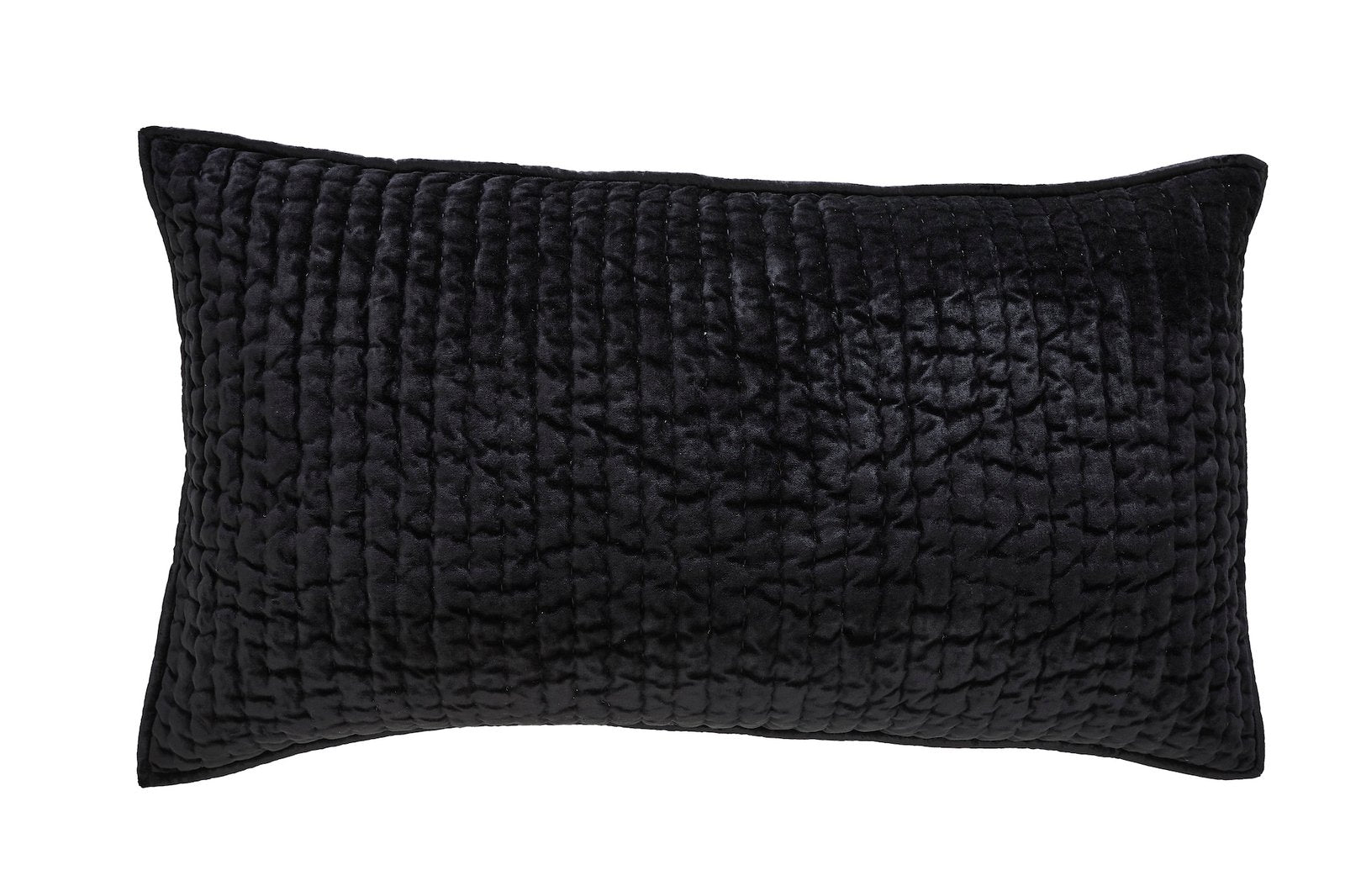 KS-361-2036_1|Elegant black velvet quilted textile, often used for luxurious quilt ensembles and coordinating decorative pillows.