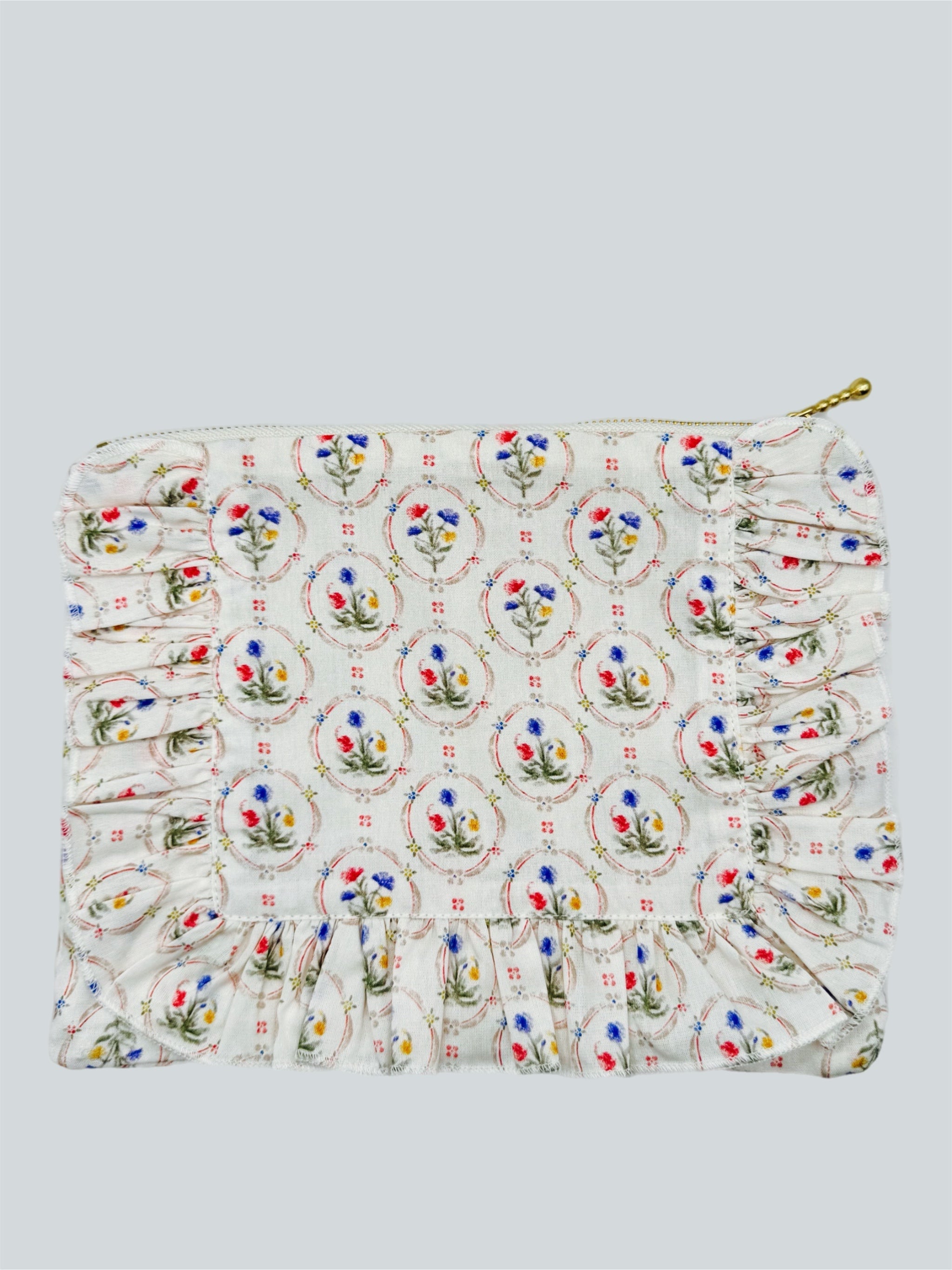 Victorian Garden |Timeless Floral Ruffle Zipper Pouch