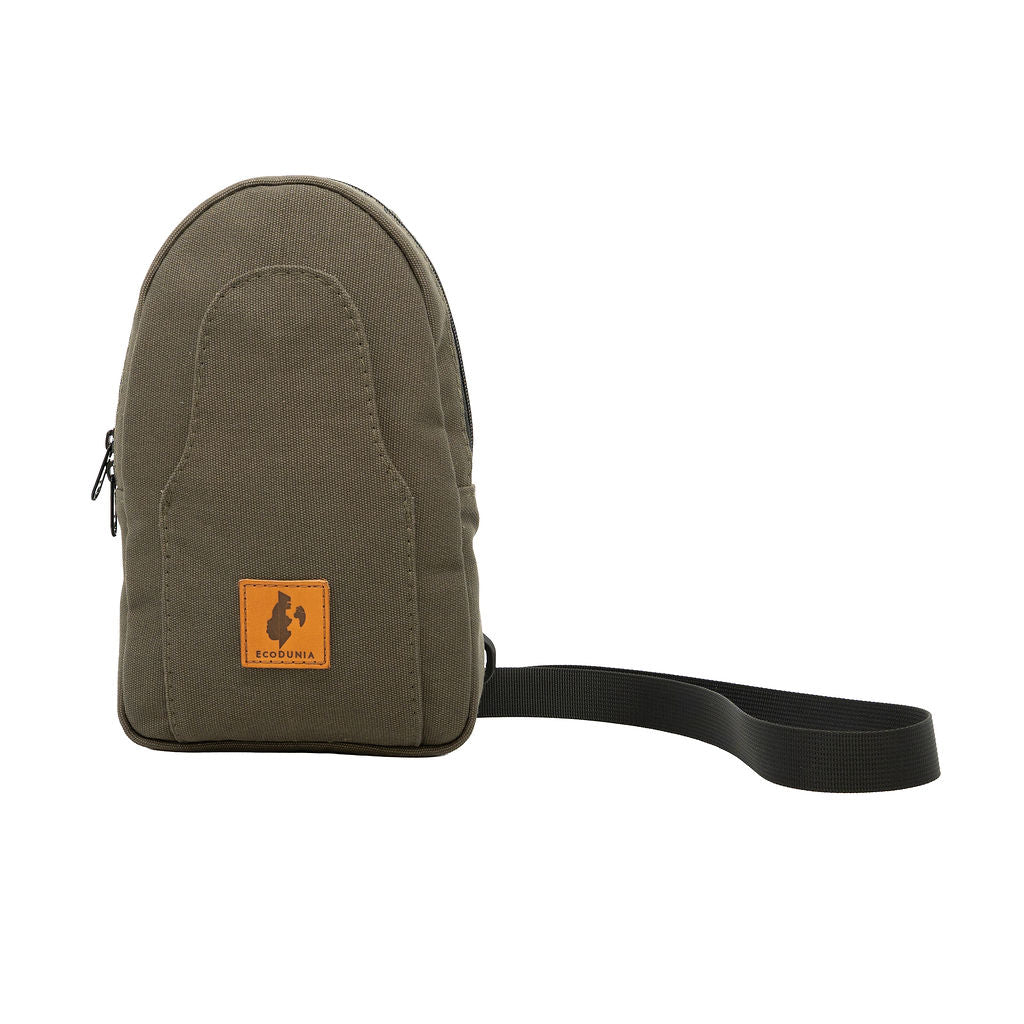 Buru small canvas crossbody sling bag in green #color_green
