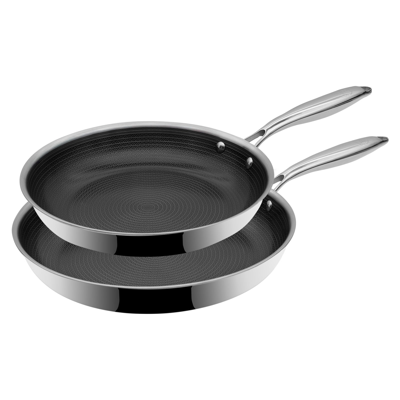 BE | LIVING - Circlad Series - 2 pcs Frying Pan Set 10"+12" / 26+30 cm - Triply Stainless Steel Circlad