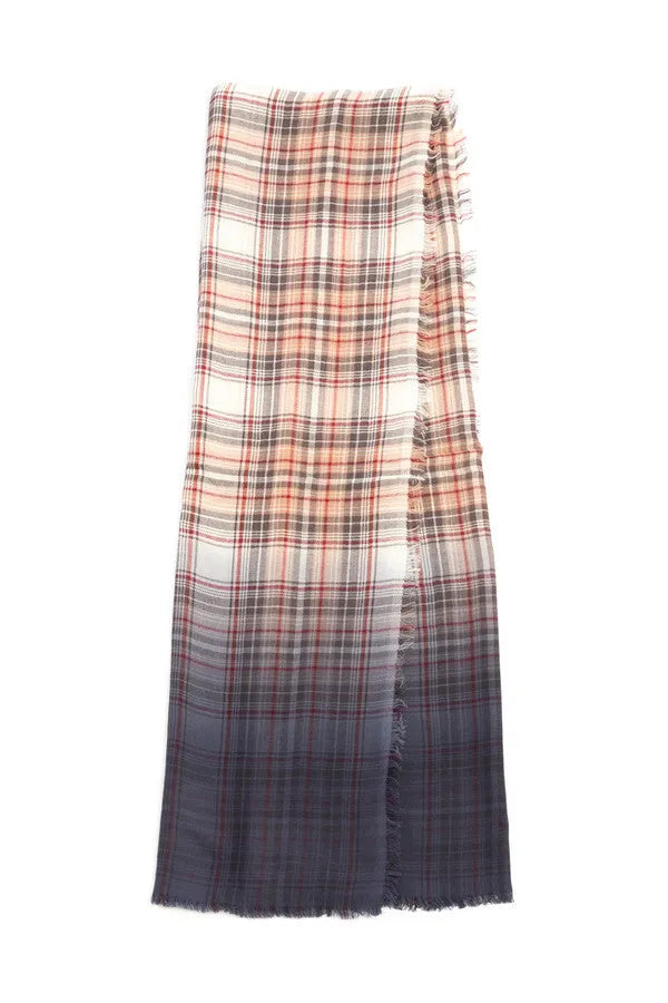 Queens Plaid Ombre Scarf Ivory