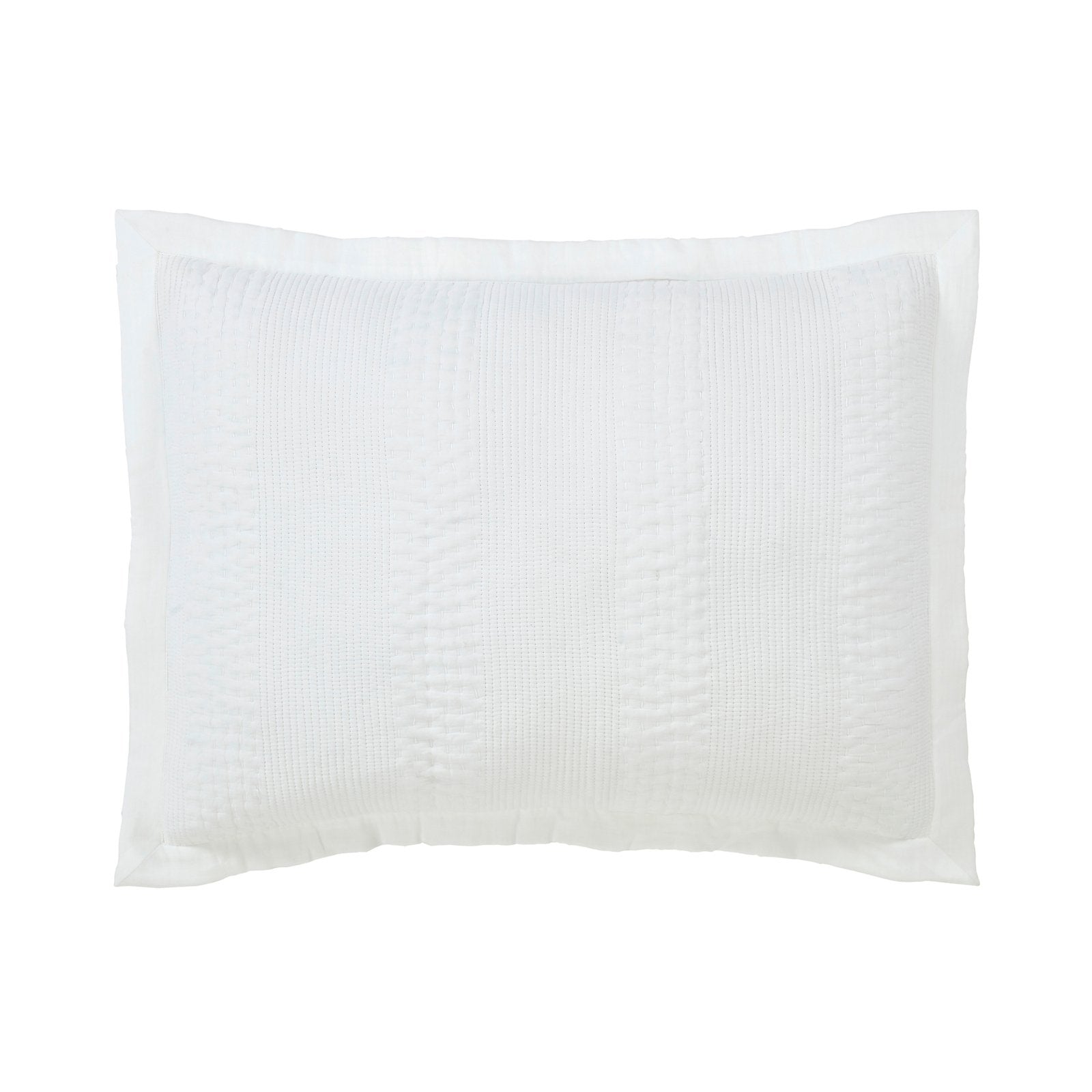 SS-163-2026-PO1224_1|Crisp white elegant coverlet featuring vertical channel quilting and subtle textured patterns. Luxurious, soft bedding for serene comfort.