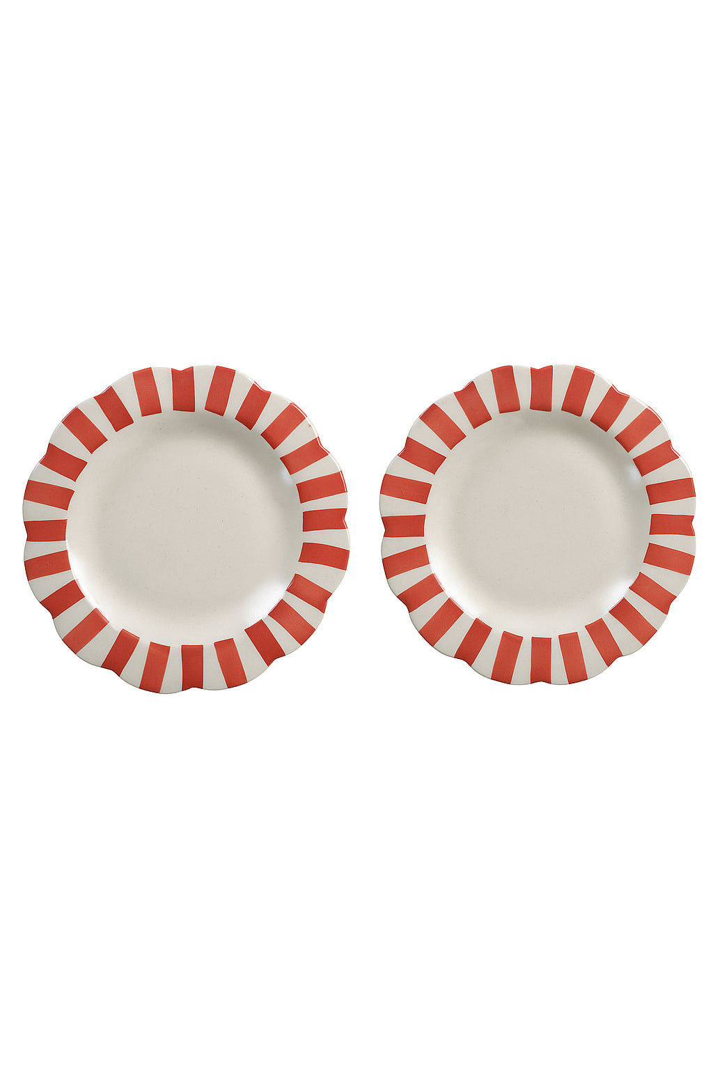 Ceramic stripe Salad Plate, Red- 8.25x 8.25 x 1.25 Inches ( Set of 2 )