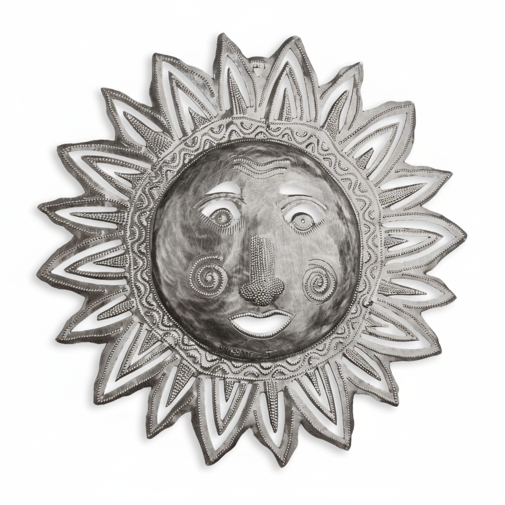 SM650 Sunshiny Haitian metal sun wall art on white background