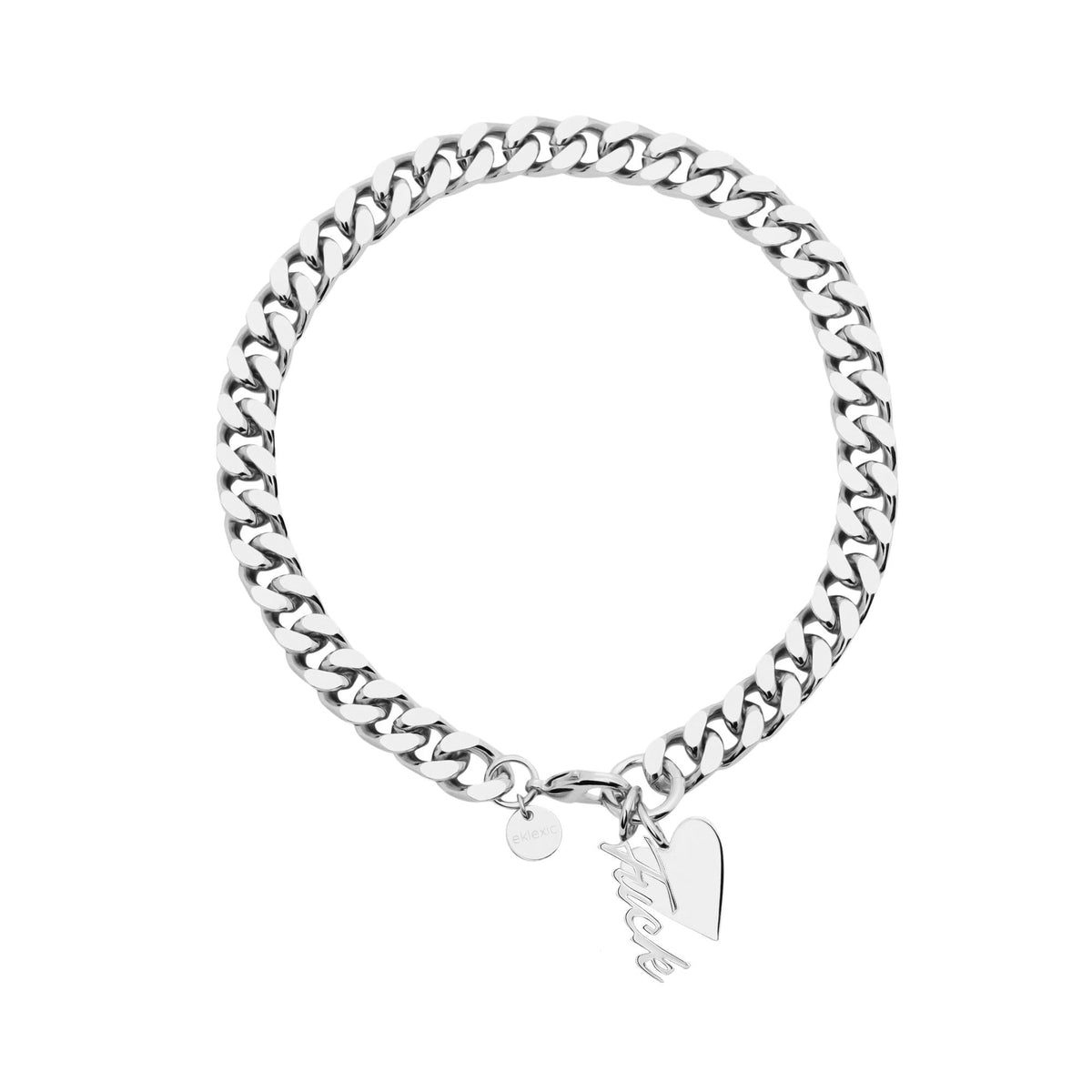 Silver chain bracelet with heart charm from the Taraji Necklace With Heart & F*** Charms collection