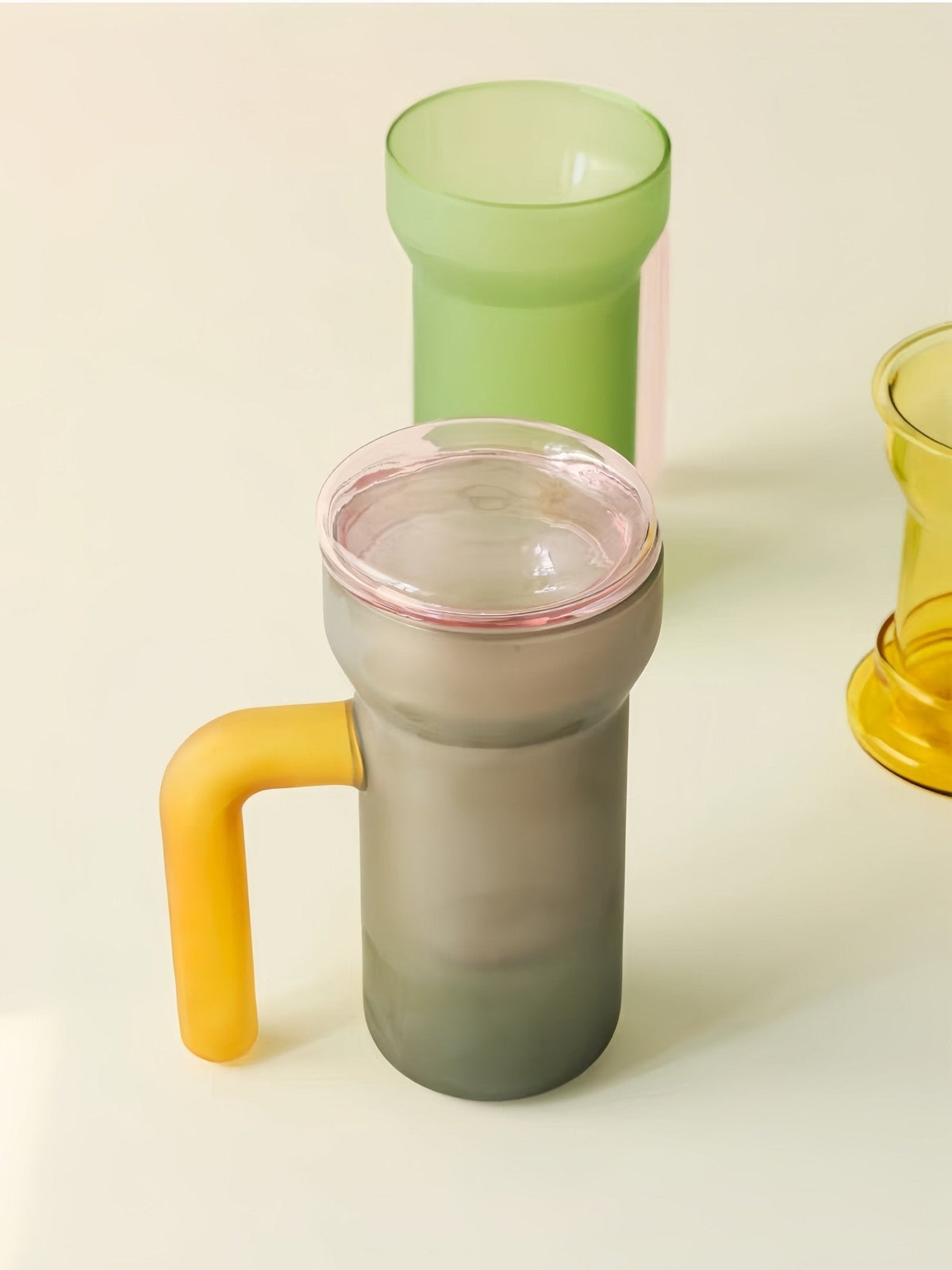 Color Play Lidded Glass Tea Infuser Mug – Cute Dopamine Loose Leaf Tea Cup for the Office, Dishwasher Safe -Mugs- Color Play Lidded Glass Tea Infuser Mug-green - INSPECIAL HOME